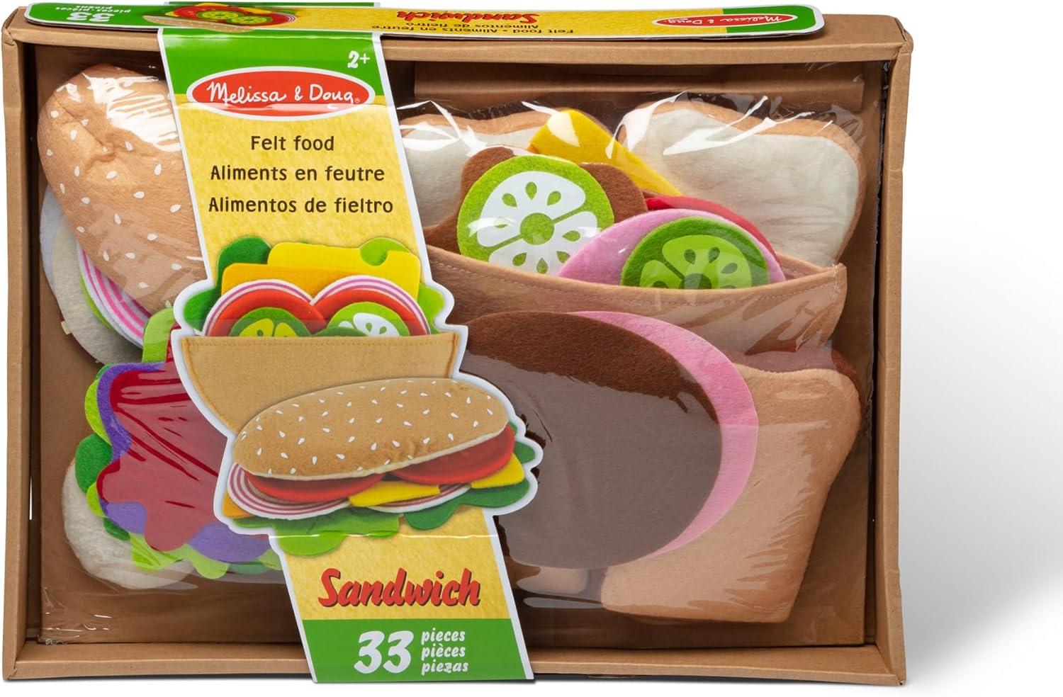 imageMelissa ampamp Doug Felt Food Sandwich Play Food Set 33 pcs Orange 1 CountFelt Play Food