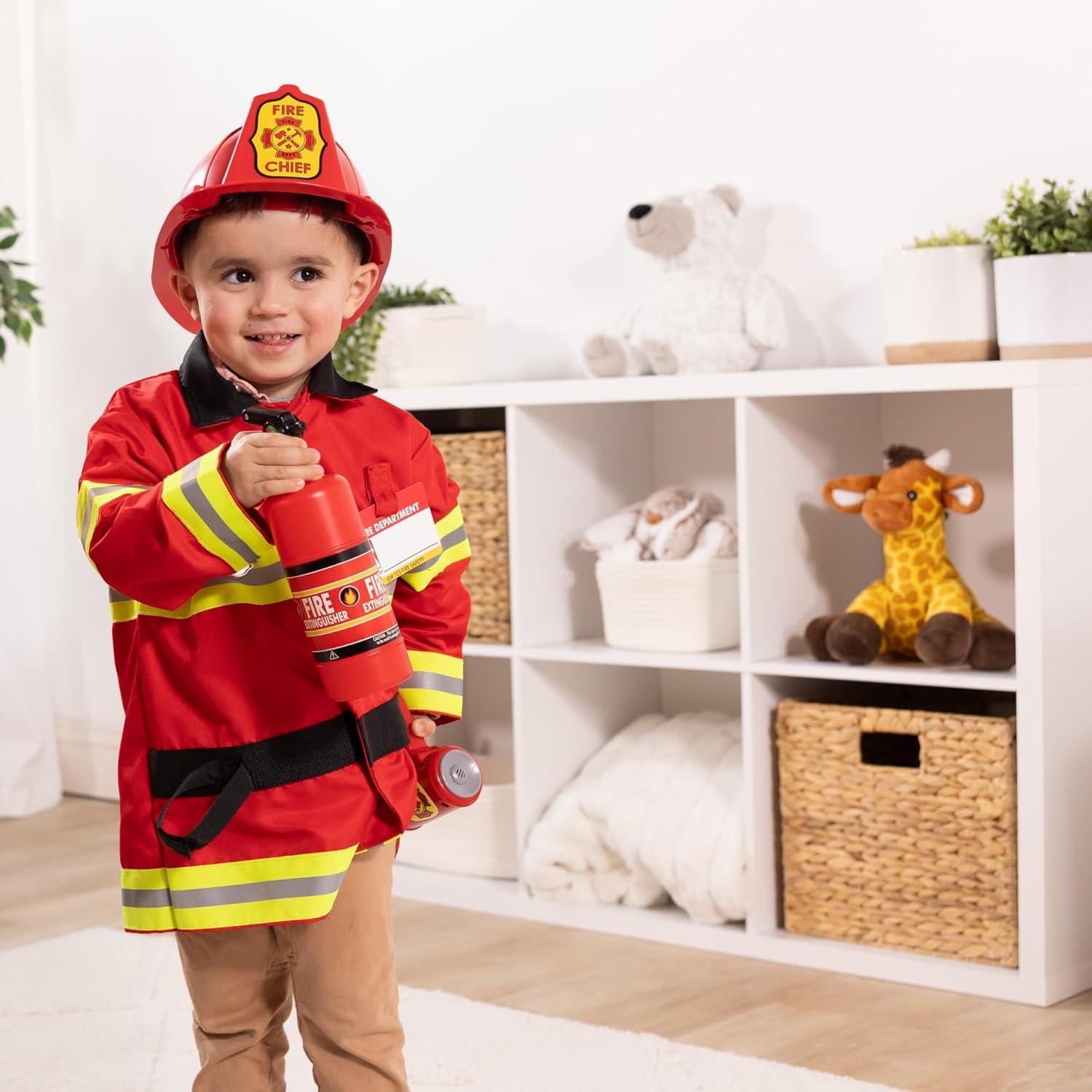 imageMelissa ampamp Doug Fire Chief Role Play Costume DressUp Set Pretend Play Firefighter Outfit with Realistic Accessories for Kids and Toddlers Ages 3