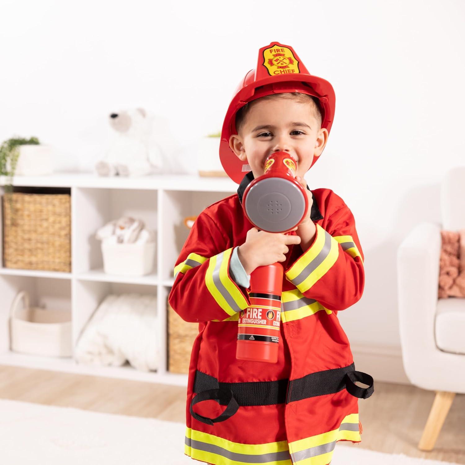 imageMelissa ampamp Doug Fire Chief Role Play Costume DressUp Set Pretend Play Firefighter Outfit with Realistic Accessories for Kids and Toddlers Ages 3