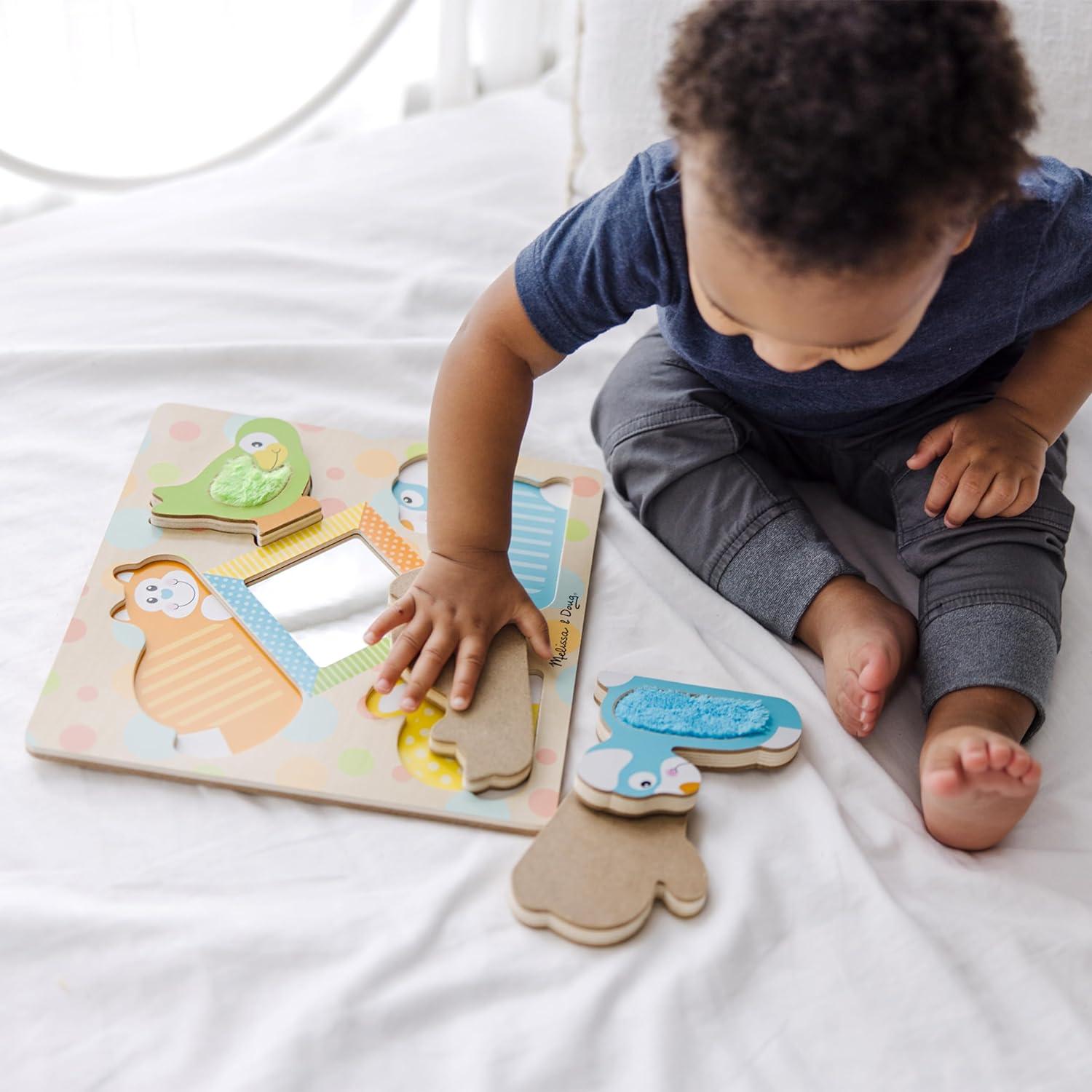 imageMelissa ampamp Doug First Play PeekaBoo Pets Wooden Touch and Feel Puzzle with Mirror Mirror Toy for Babies and Toddlers Sensory Toy PuzzlePuzzle