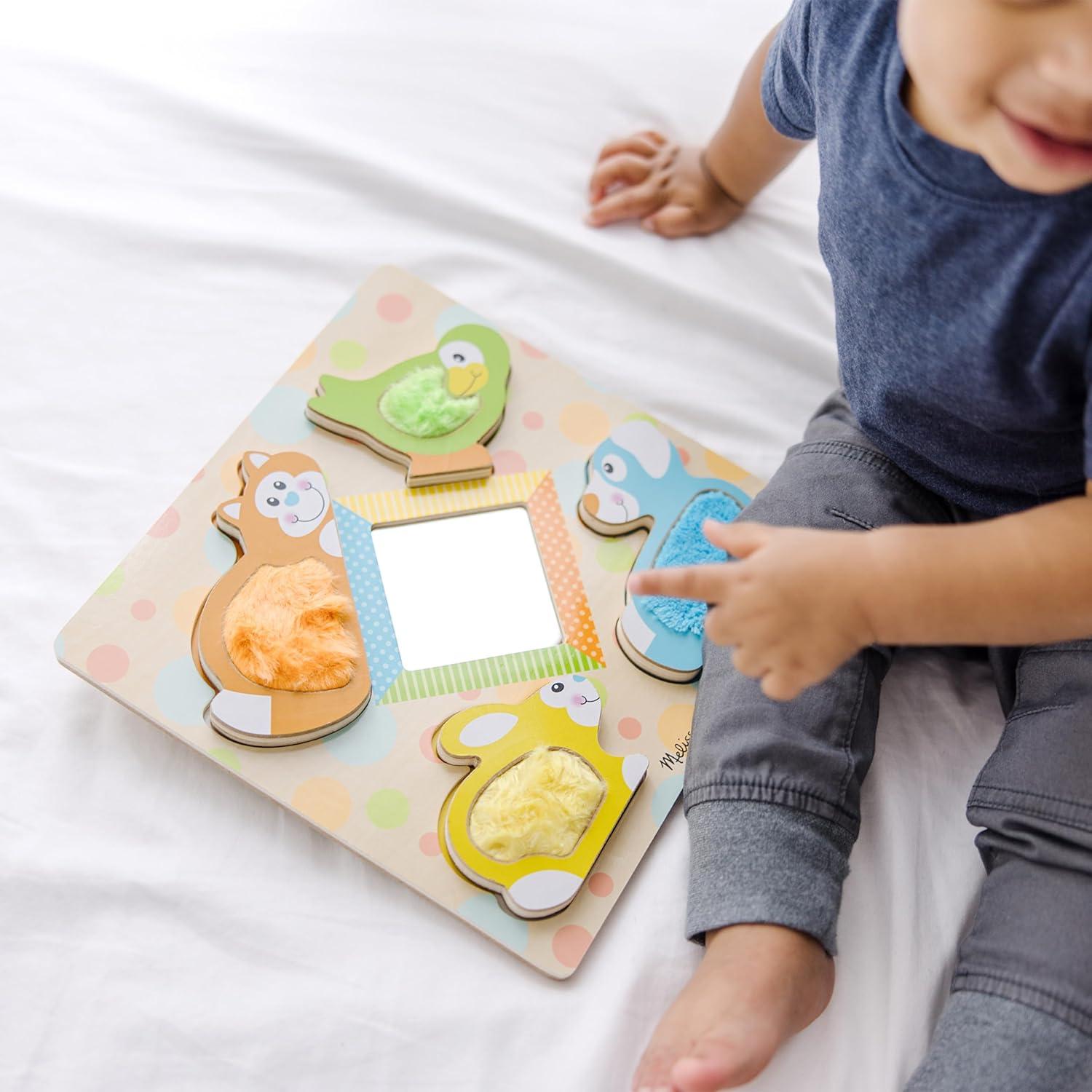 imageMelissa ampamp Doug First Play PeekaBoo Pets Wooden Touch and Feel Puzzle with Mirror Mirror Toy for Babies and Toddlers Sensory Toy PuzzlePuzzle