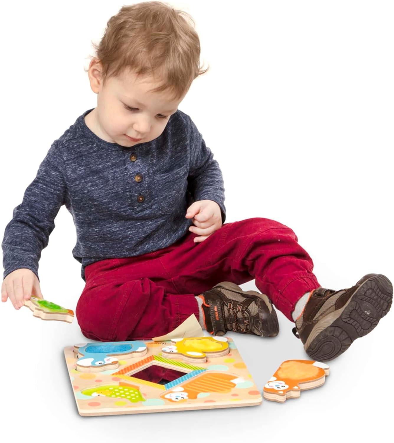 imageMelissa ampamp Doug First Play PeekaBoo Pets Wooden Touch and Feel Puzzle with Mirror Mirror Toy for Babies and Toddlers Sensory Toy PuzzlePuzzle