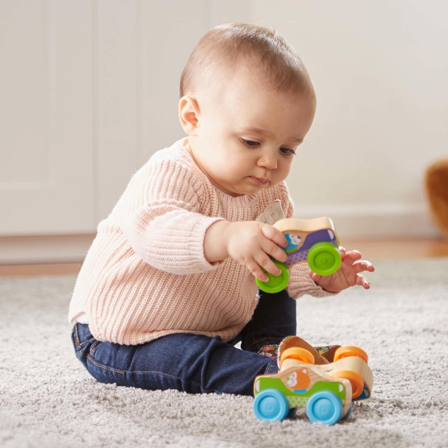 imageMelissa ampamp Doug First Play Wooden Animal Stacking Cars 3 pcs