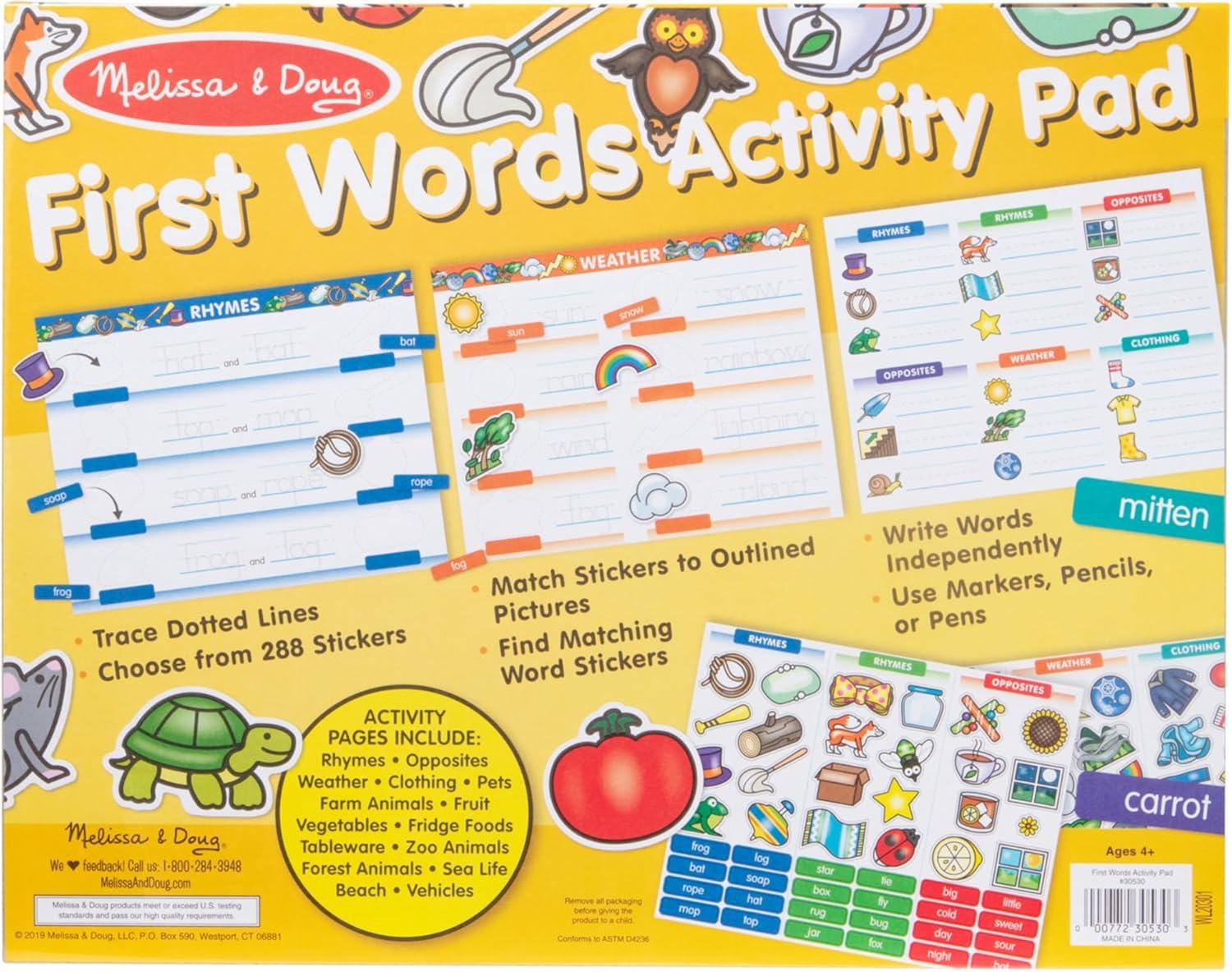 imageMelissa ampamp Doug First Words Activity Pad  288 Stickers to Match