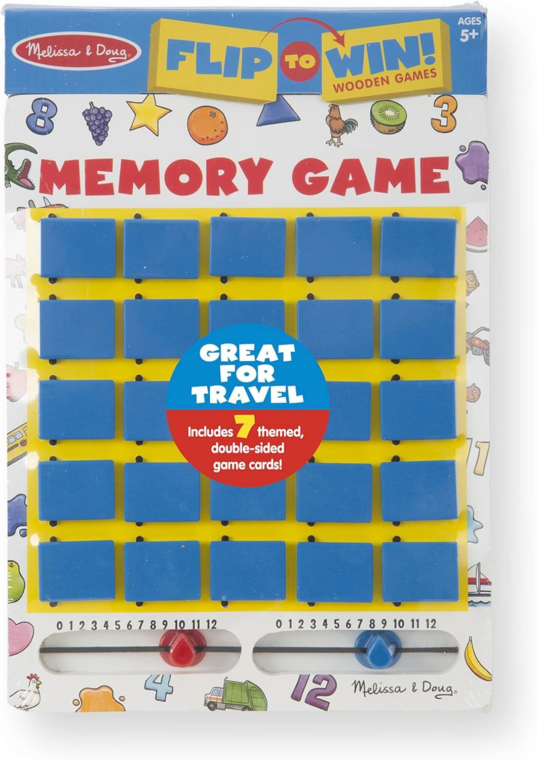 imageMelissa ampamp Doug Flip to Win Travel Memory Game  Wooden Game Board 7 DoubleSided Cards Road Trip Essentials for Kids Hangman for Kids Memory Toy for Toddlers and 5