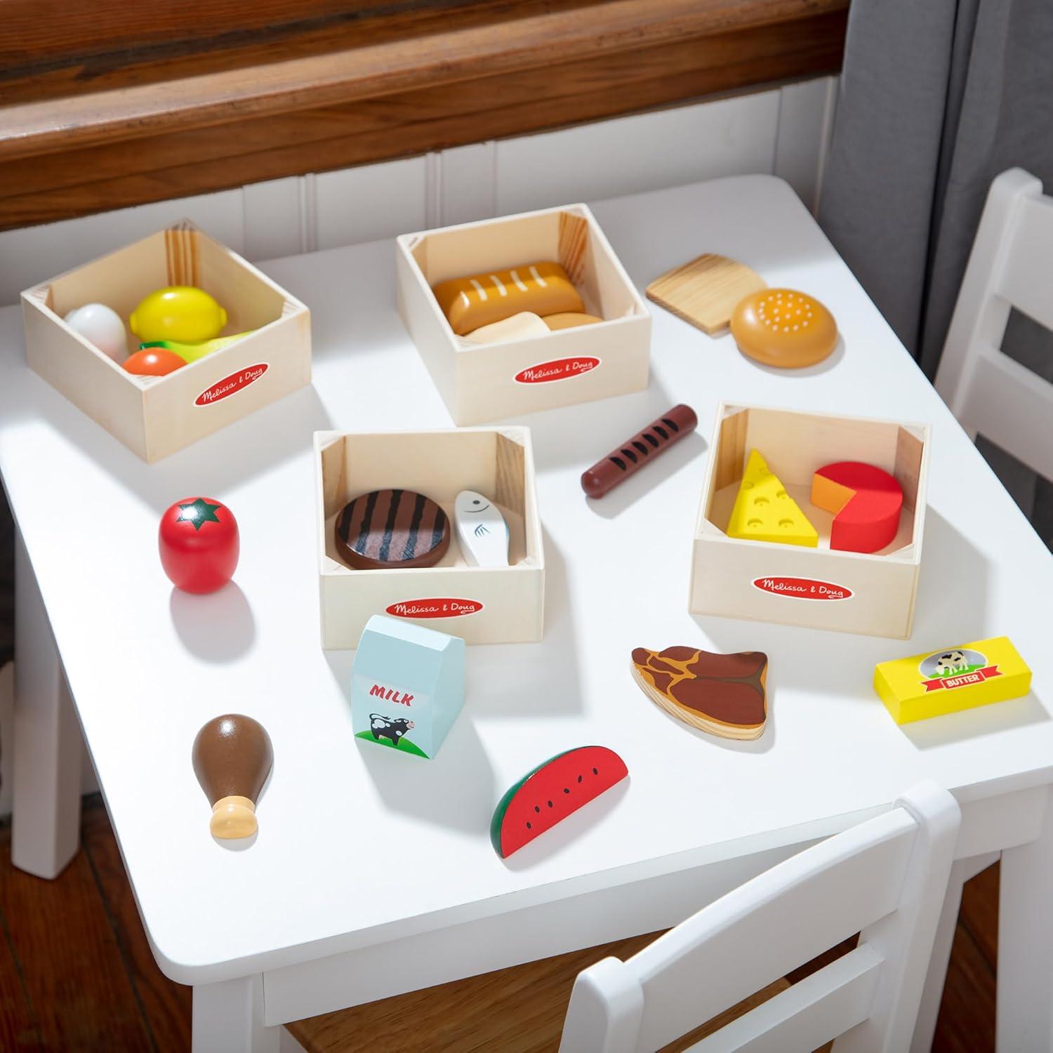 imageMelissa ampamp Doug Food Groups  21 HandPainted Wooden Pieces and 4 Crates