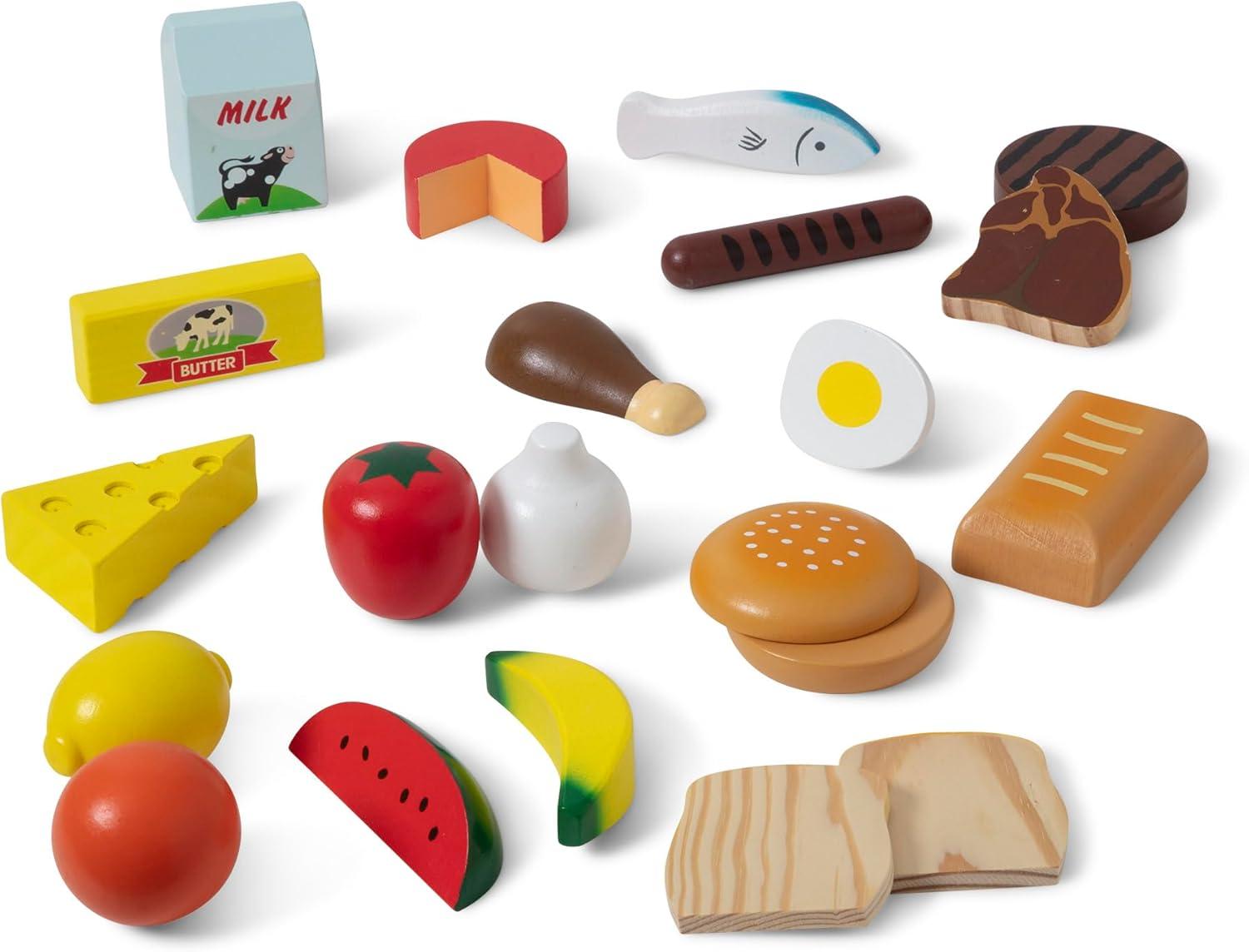 imageMelissa ampamp Doug Food Groups  21 HandPainted Wooden Pieces and 4 Crates