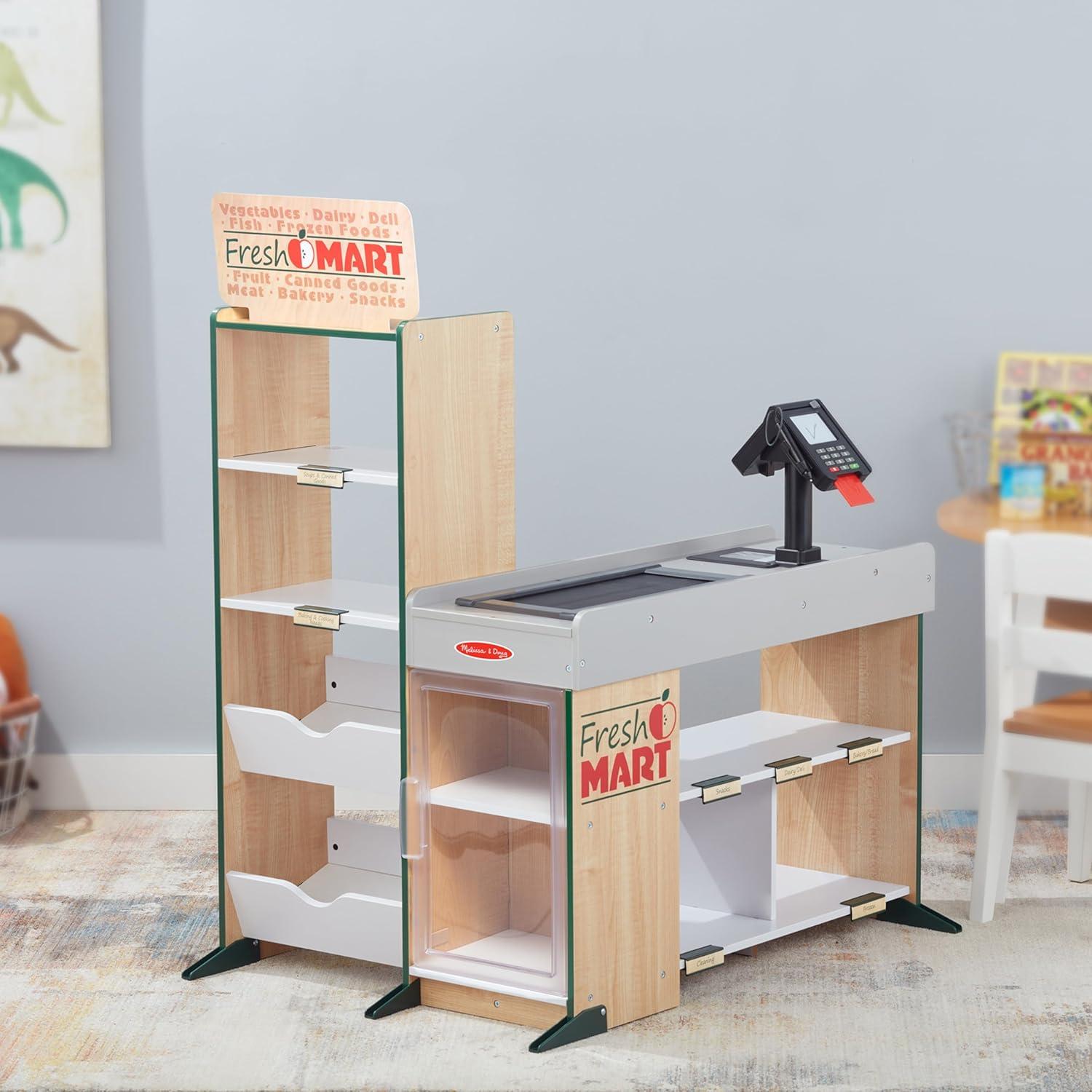 imageMelissa ampamp Doug Fresh Mart Pretend Grocery Store Kids Cash Register with Scanner Shelves ampamp Conveyor Belt Kids Toys for Girls ampamp BoysGrocery Store