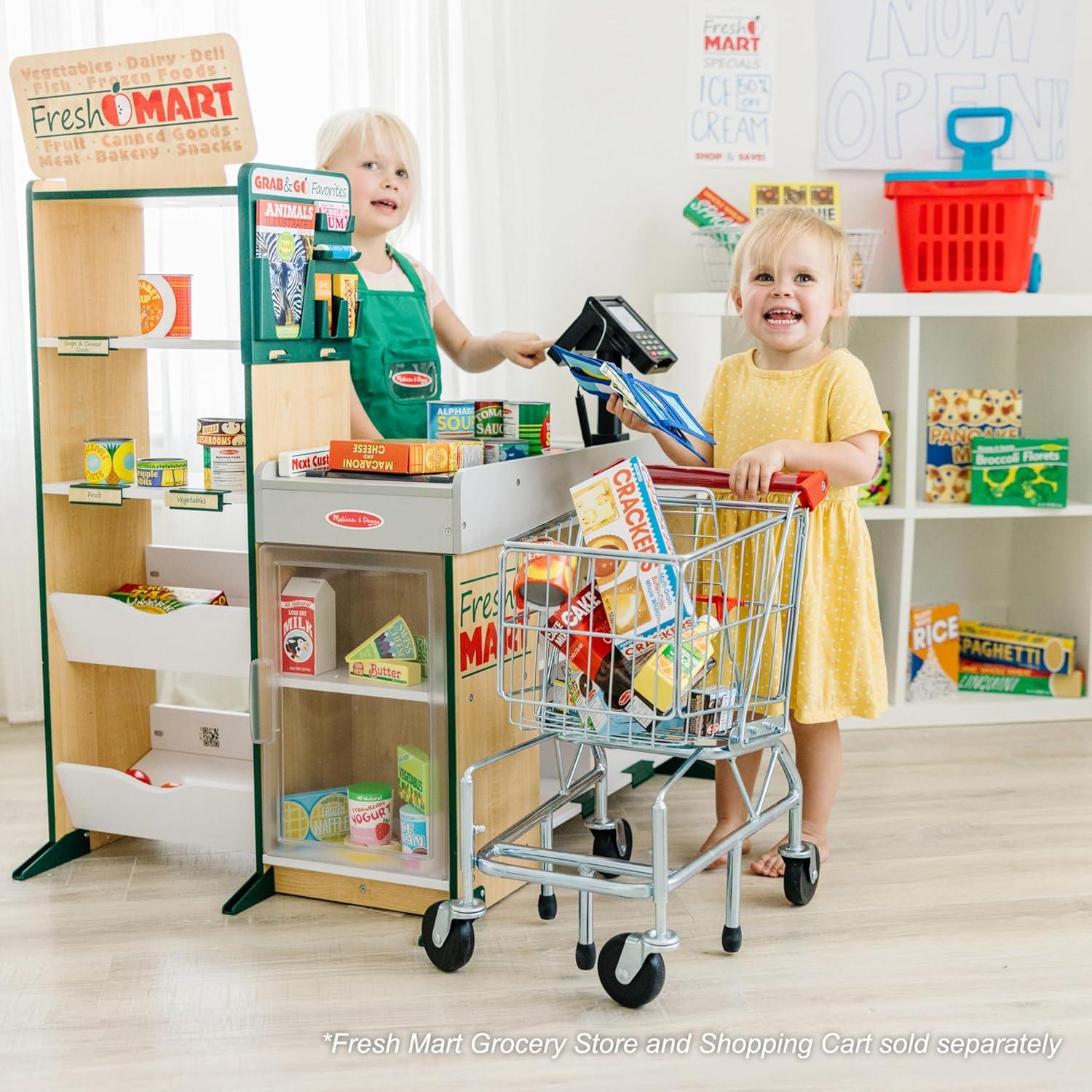 imageMelissa ampamp Doug Fresh Mart Pretend Grocery Store Kids Cash Register with Scanner Shelves ampamp Conveyor Belt Kids Toys for Girls ampamp BoysGrocery Store