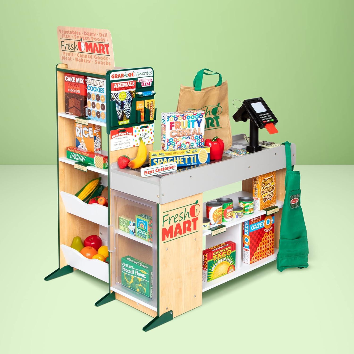 imageMelissa ampamp Doug Fresh Mart Pretend Grocery Store Kids Cash Register with Scanner Shelves ampamp Conveyor Belt Kids Toys for Girls ampamp BoysGrocery Store