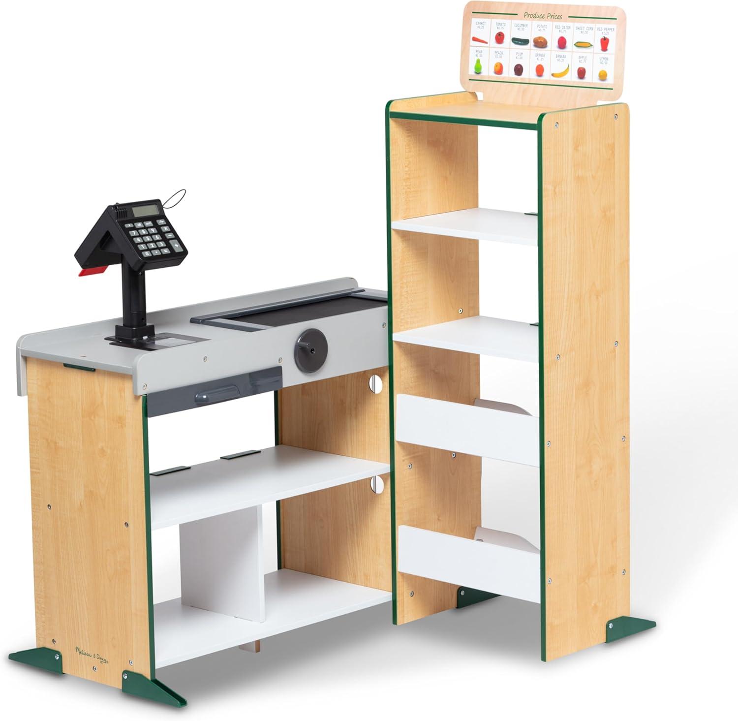 imageMelissa ampamp Doug Fresh Mart Pretend Grocery Store Kids Cash Register with Scanner Shelves ampamp Conveyor Belt Kids Toys for Girls ampamp BoysGrocery Store