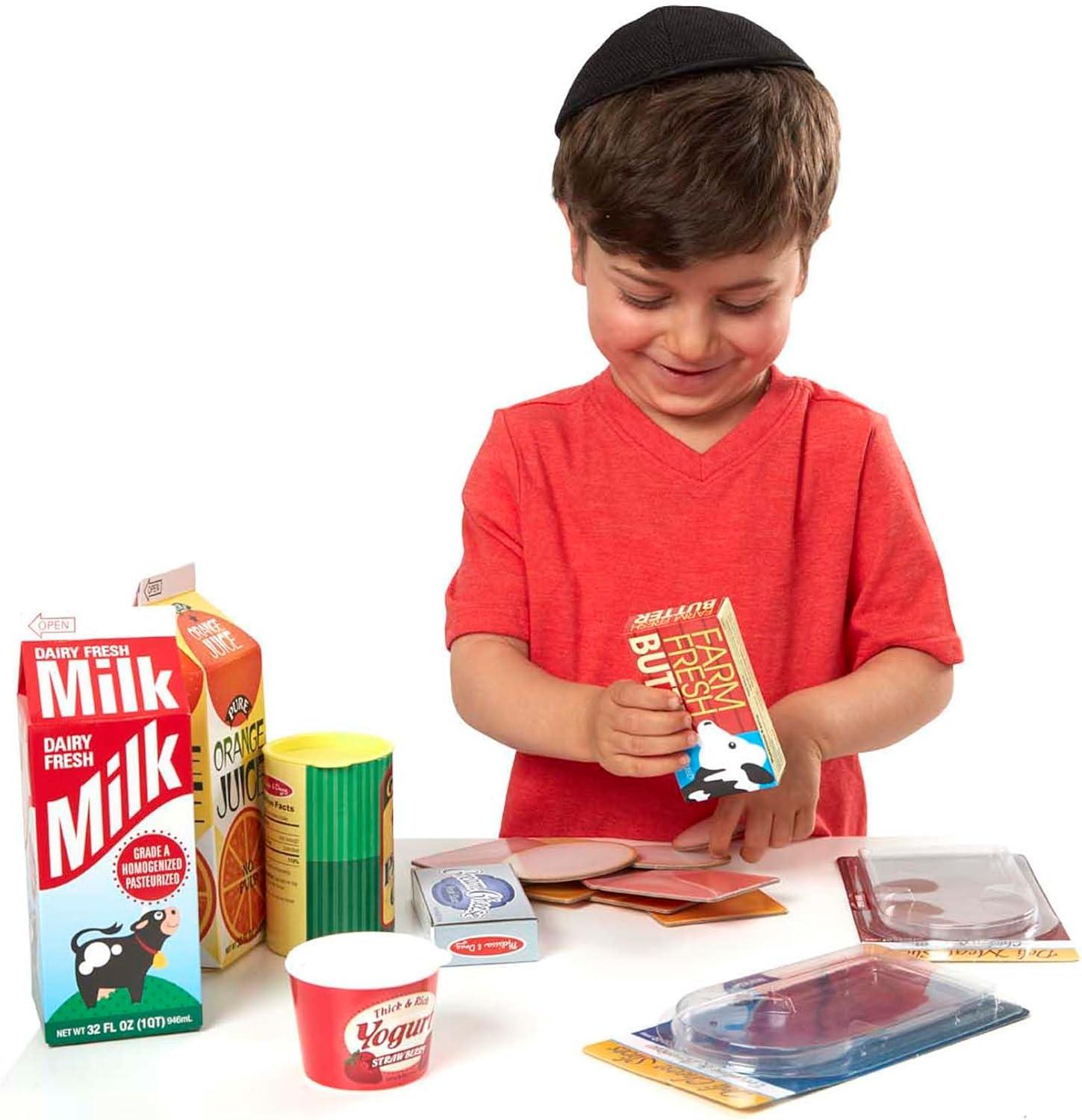 imageMelissa ampamp Doug Fridge Fillers Grocery Play Food Cartons 8 Pieces Wooden Toy Groceries Pretend Play Food Kitchen Accessories for Kids Ages 3  FSC Certified