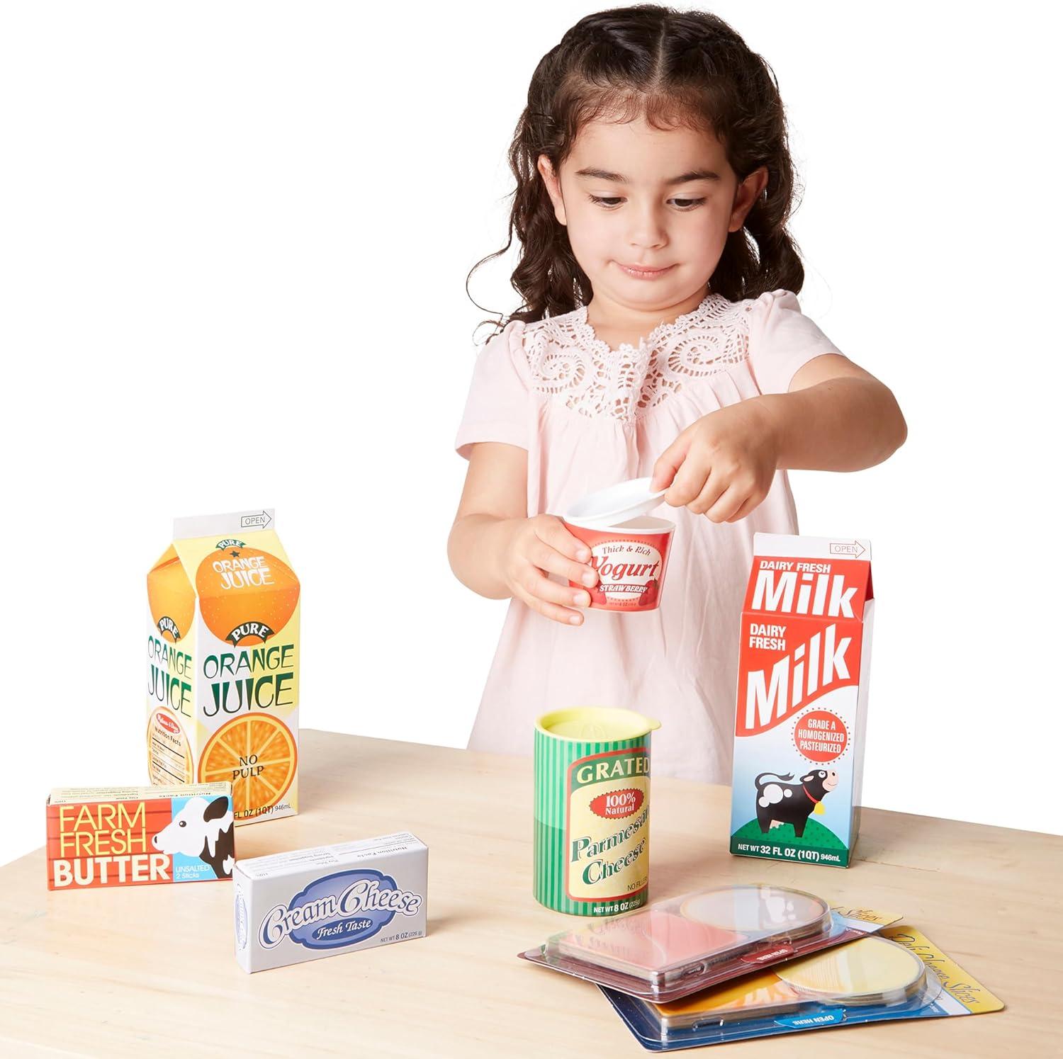 imageMelissa ampamp Doug Fridge Fillers Grocery Play Food Cartons 8 Pieces Wooden Toy Groceries Pretend Play Food Kitchen Accessories for Kids Ages 3  FSC Certified