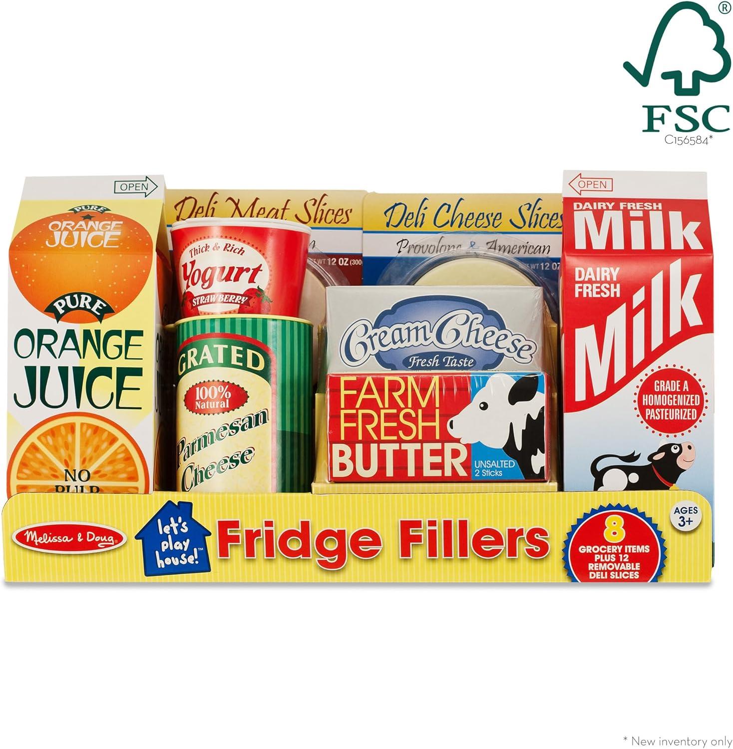 imageMelissa ampamp Doug Fridge Fillers Grocery Play Food Cartons 8 Pieces Wooden Toy Groceries Pretend Play Food Kitchen Accessories for Kids Ages 3  FSC Certified