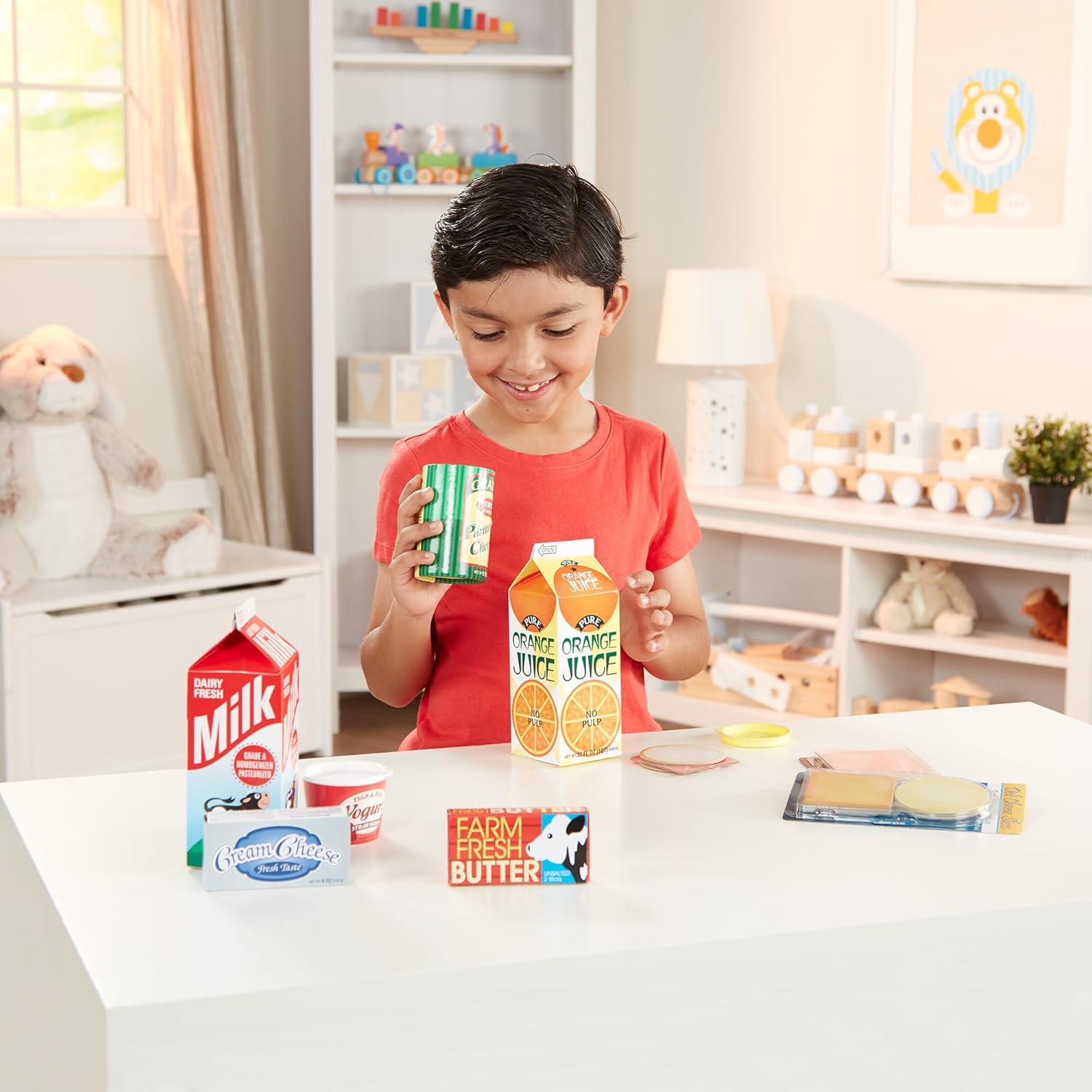 imageMelissa ampamp Doug Fridge Fillers Grocery Play Food Cartons 8 Pieces Wooden Toy Groceries Pretend Play Food Kitchen Accessories for Kids Ages 3  FSC Certified