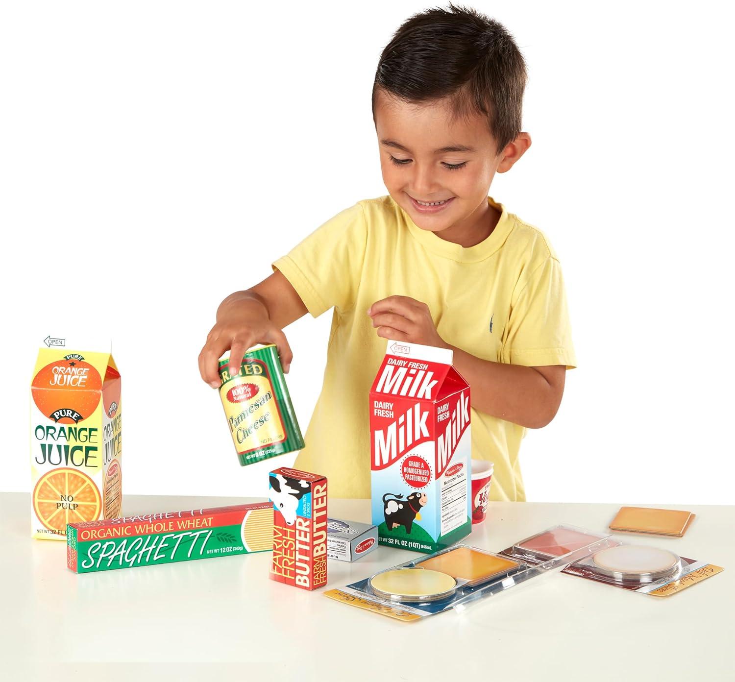 imageMelissa ampamp Doug Fridge Fillers Grocery Play Food Cartons 8 Pieces Wooden Toy Groceries Pretend Play Food Kitchen Accessories for Kids Ages 3  FSC Certified