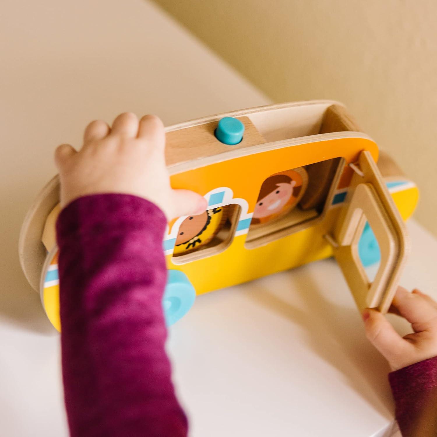 imageMelissa ampamp Doug GO Tots Wooden Roll ampamp Ride Bus with 3 Disks School Bus Toys for Babies and Toddlers  FSCCertified Materials