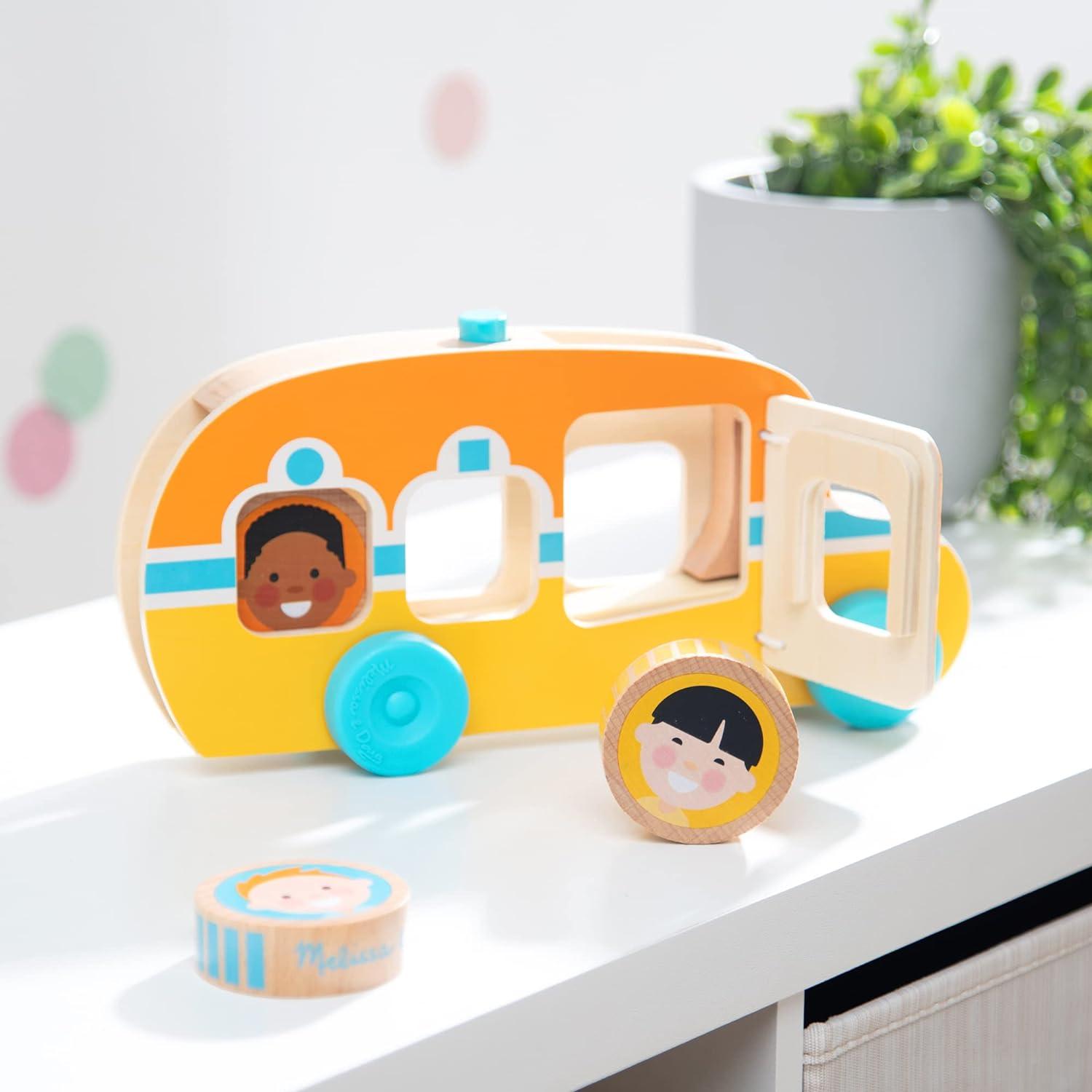 imageMelissa ampamp Doug GO Tots Wooden Roll ampamp Ride Bus with 3 Disks School Bus Toys for Babies and Toddlers  FSCCertified Materials