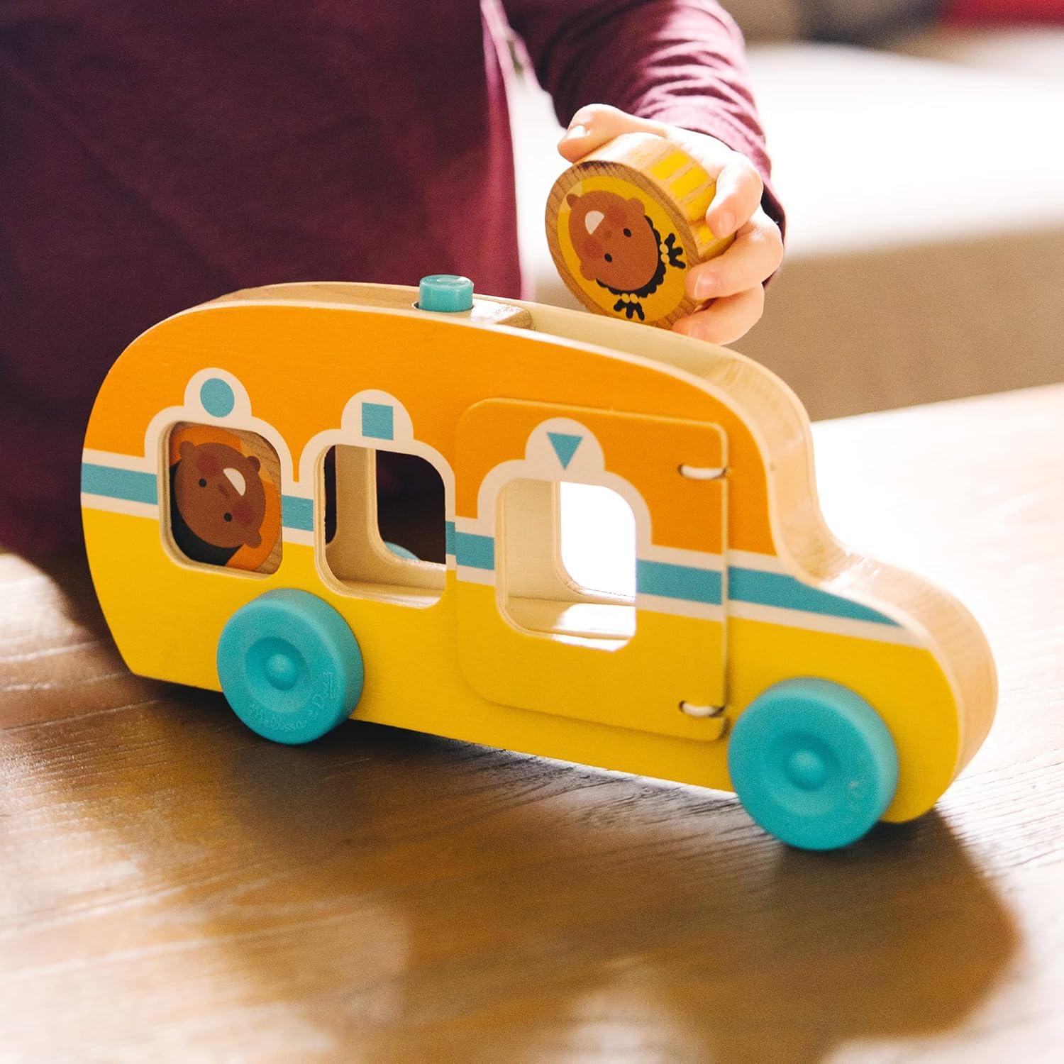 imageMelissa ampamp Doug GO Tots Wooden Roll ampamp Ride Bus with 3 Disks School Bus Toys for Babies and Toddlers  FSCCertified Materials