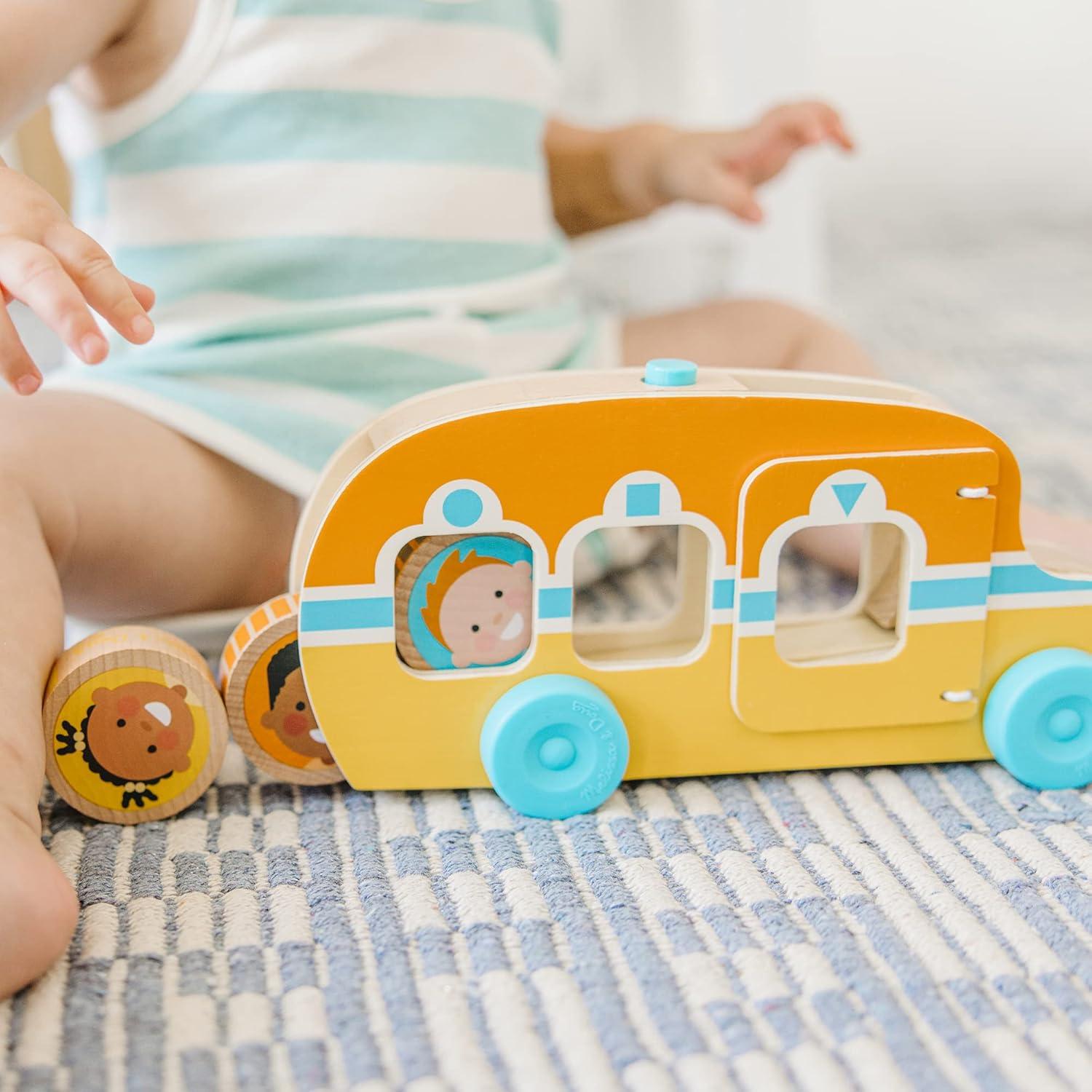 imageMelissa ampamp Doug GO Tots Wooden Roll ampamp Ride Bus with 3 Disks School Bus Toys for Babies and Toddlers  FSCCertified Materials