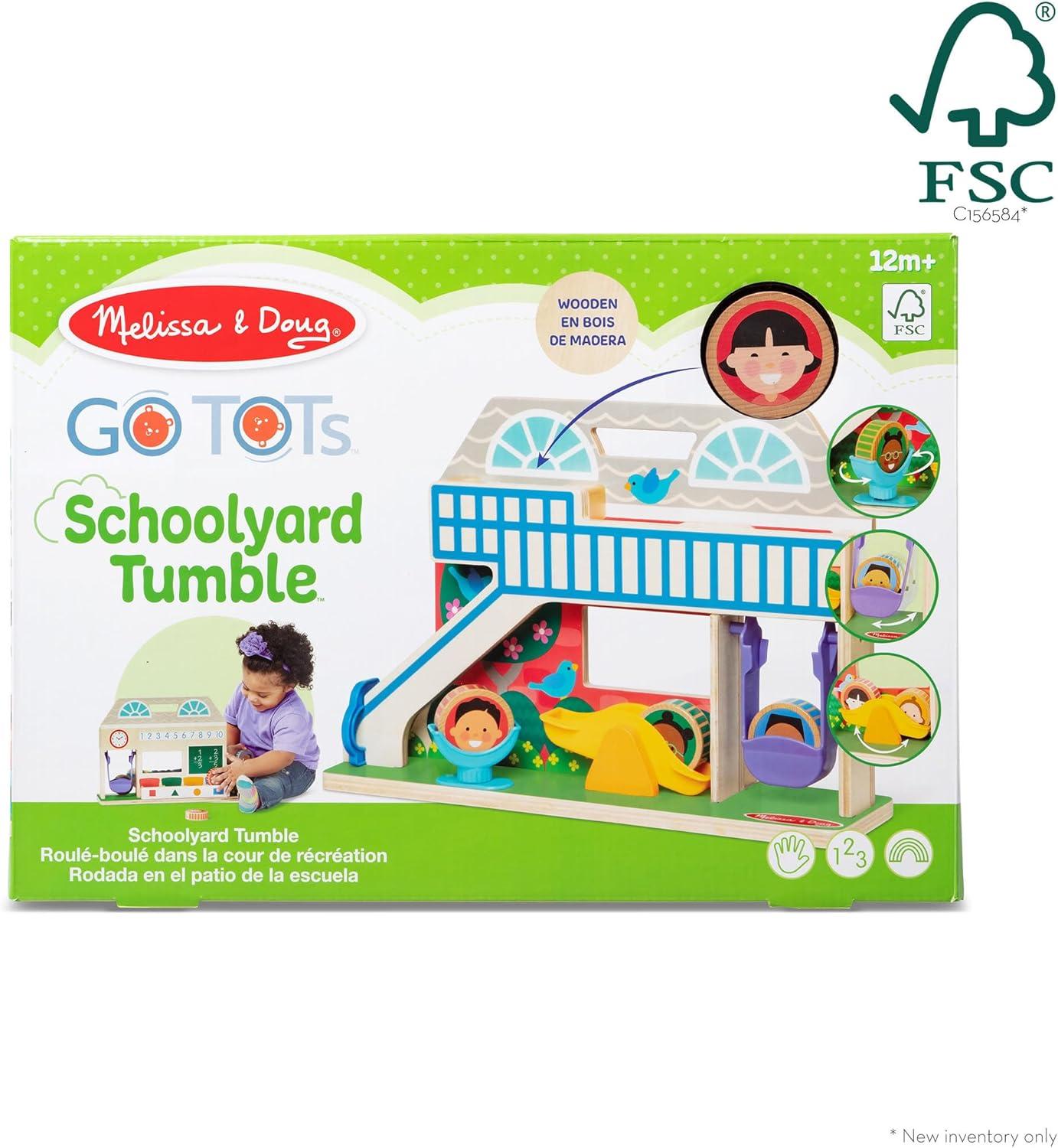 imageMelissa ampamp Doug GO Tots Wooden Schoolyard Tumble with 4 Disks  FSC Certified
