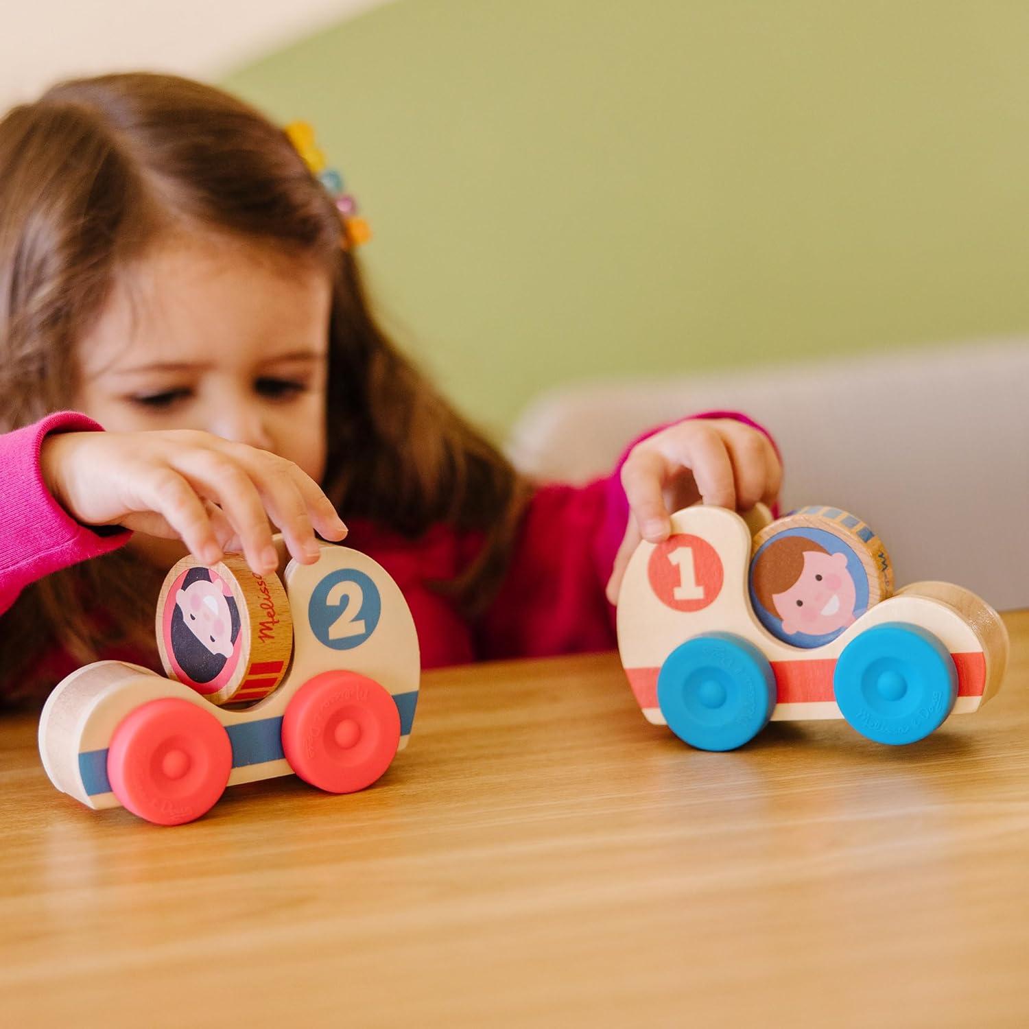 imageMelissa ampamp Doug GO Tots Wooden Star Cars 2 Cars 2 Disks Stacking Toys for Infants Hand Push Vehicles Wooden Car Toys for Toddlers Ages 1  FSCCertifiedRace Cars