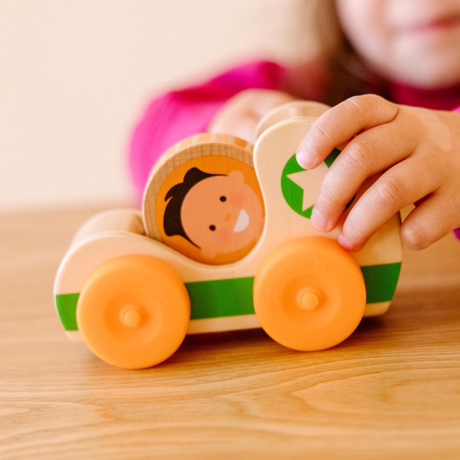 imageMelissa ampamp Doug GO Tots Wooden Star Cars 2 Cars 2 Disks Stacking Toys for Infants Hand Push Vehicles Wooden Car Toys for Toddlers Ages 1  FSCCertifiedStar Cars