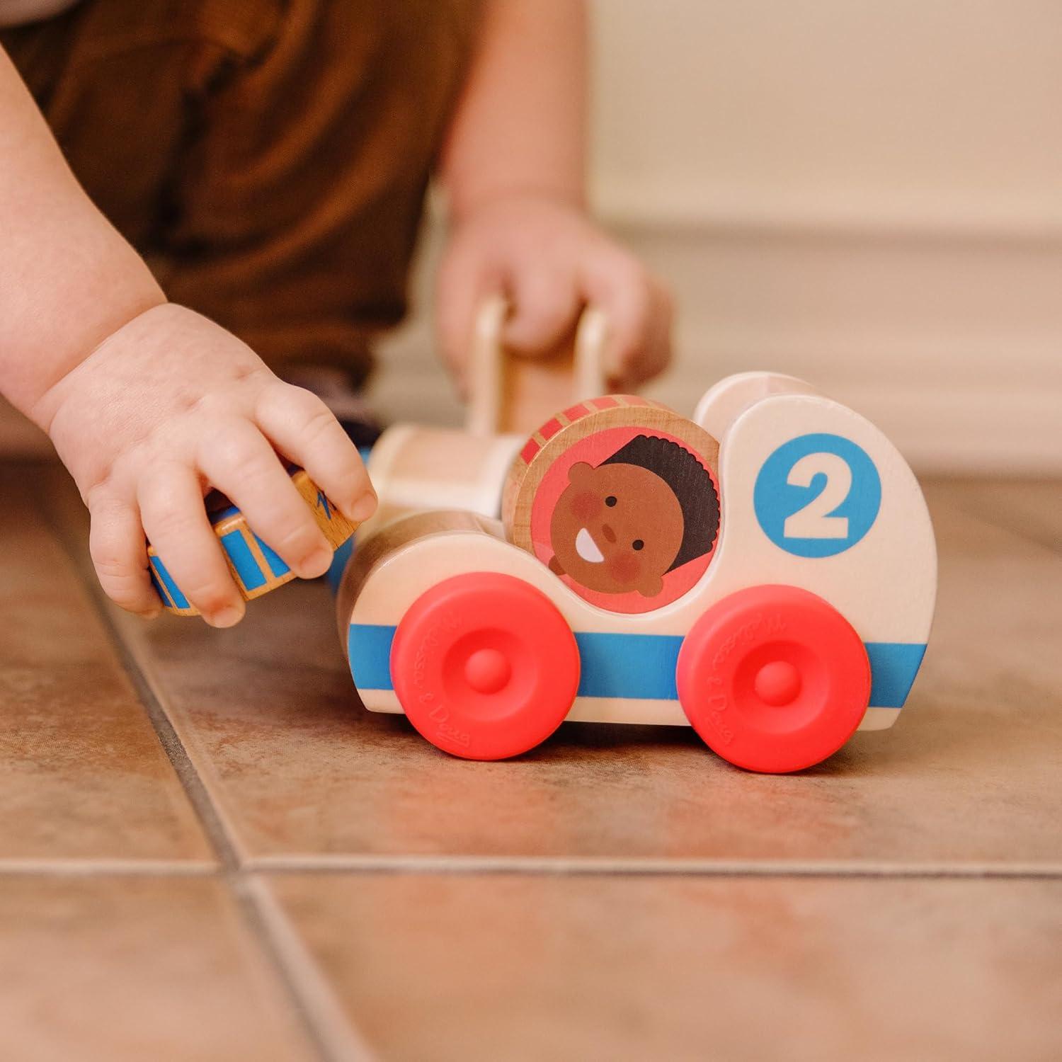 imageMelissa ampamp Doug GO Tots Wooden Star Cars 2 Cars 2 Disks Stacking Toys for Infants Hand Push Vehicles Wooden Car Toys for Toddlers Ages 1  FSCCertifiedRace Cars