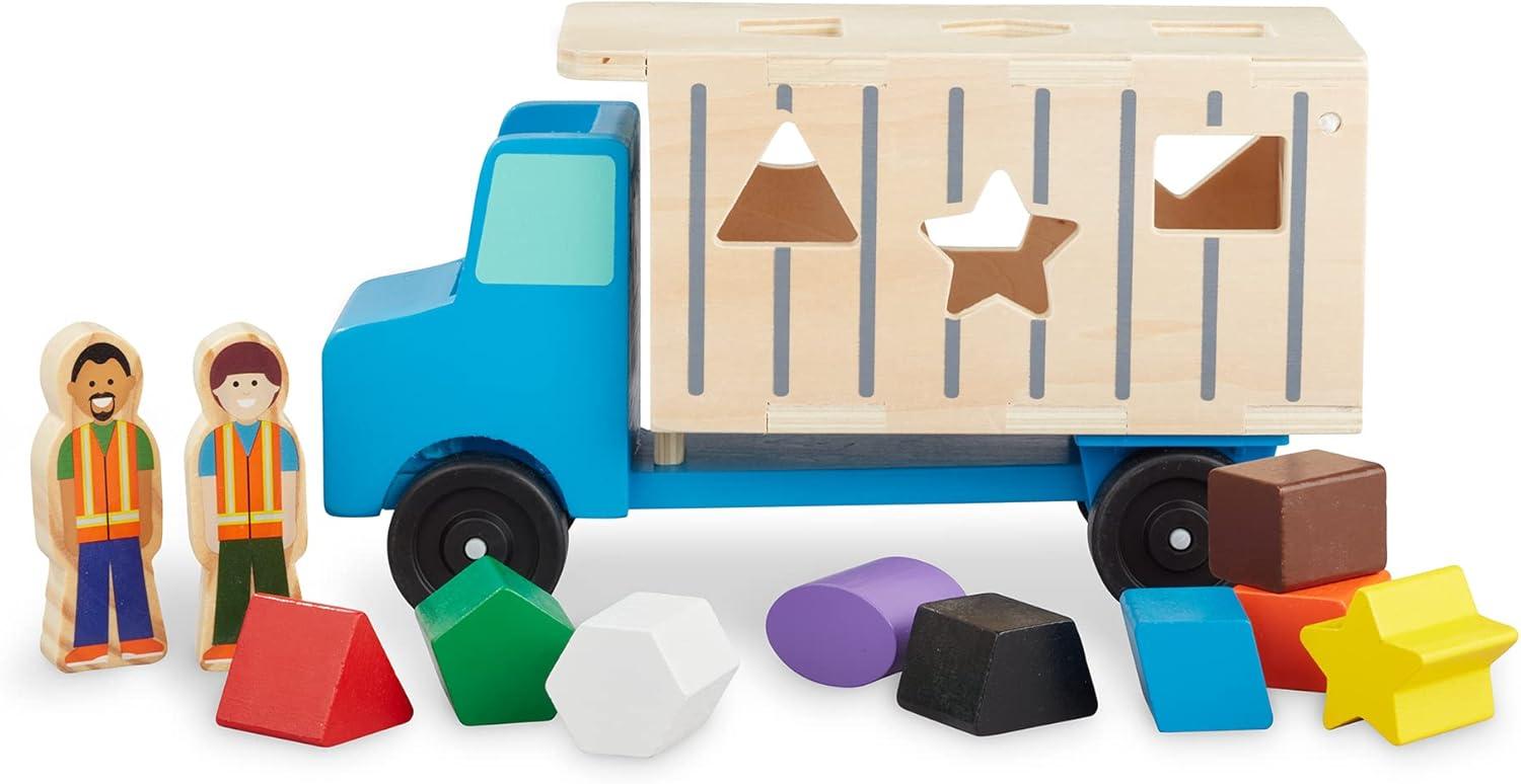 imageMelissa ampamp Doug Geometric Stacker  Wooden Educational Toy25 countpack of 1Geometric