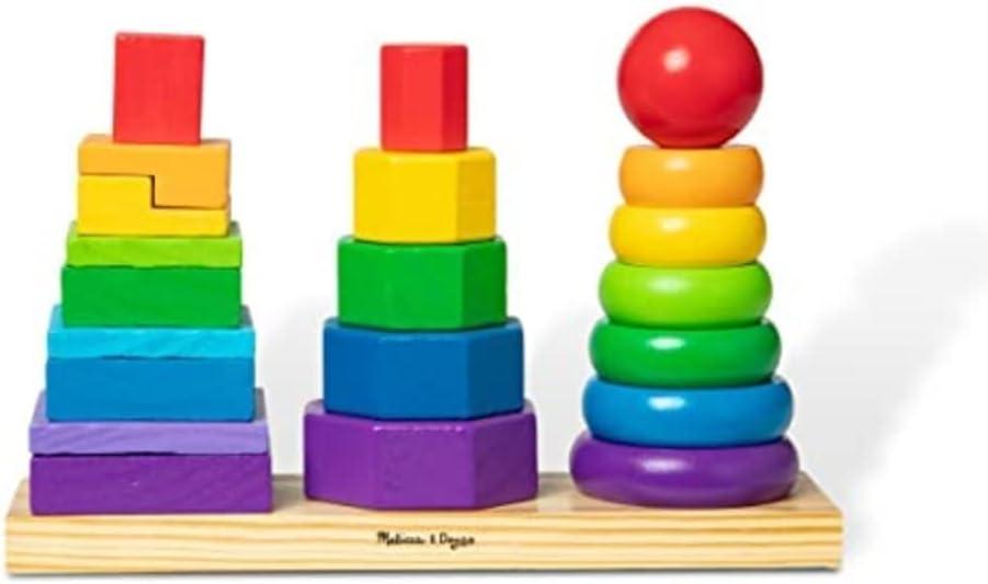 imageMelissa ampamp Doug Geometric Stacker  Wooden Educational Toy25 countpack of 1Geometric