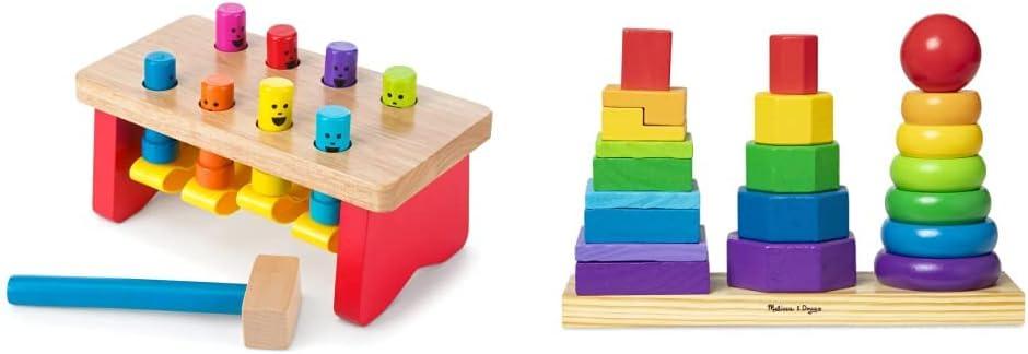 imageMelissa ampamp Doug Geometric Stacker  Wooden Educational Toy25 countpack of 1Geometric