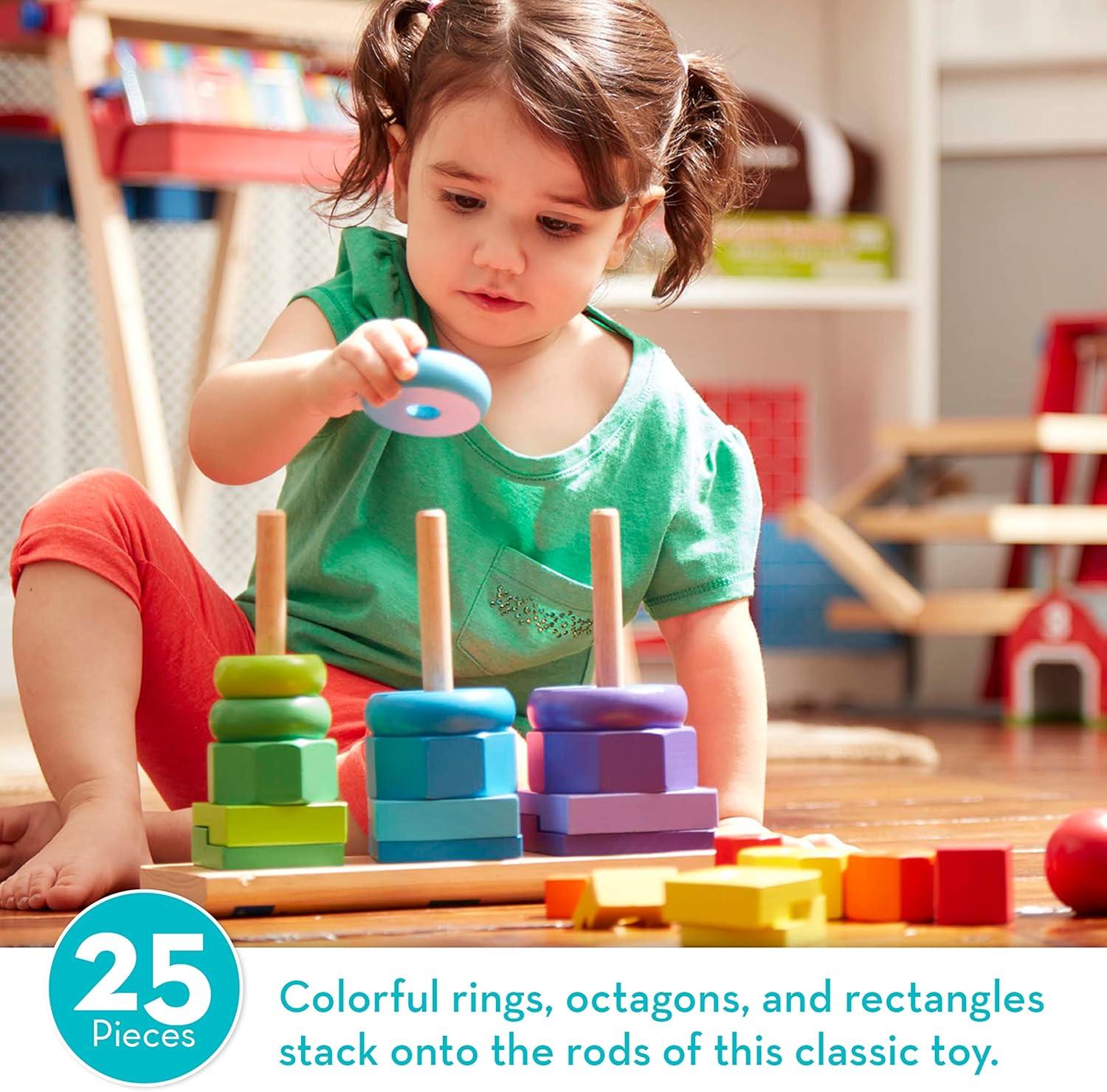imageMelissa ampamp Doug Geometric Stacker  Wooden Educational Toy25 countpack of 1Geometric