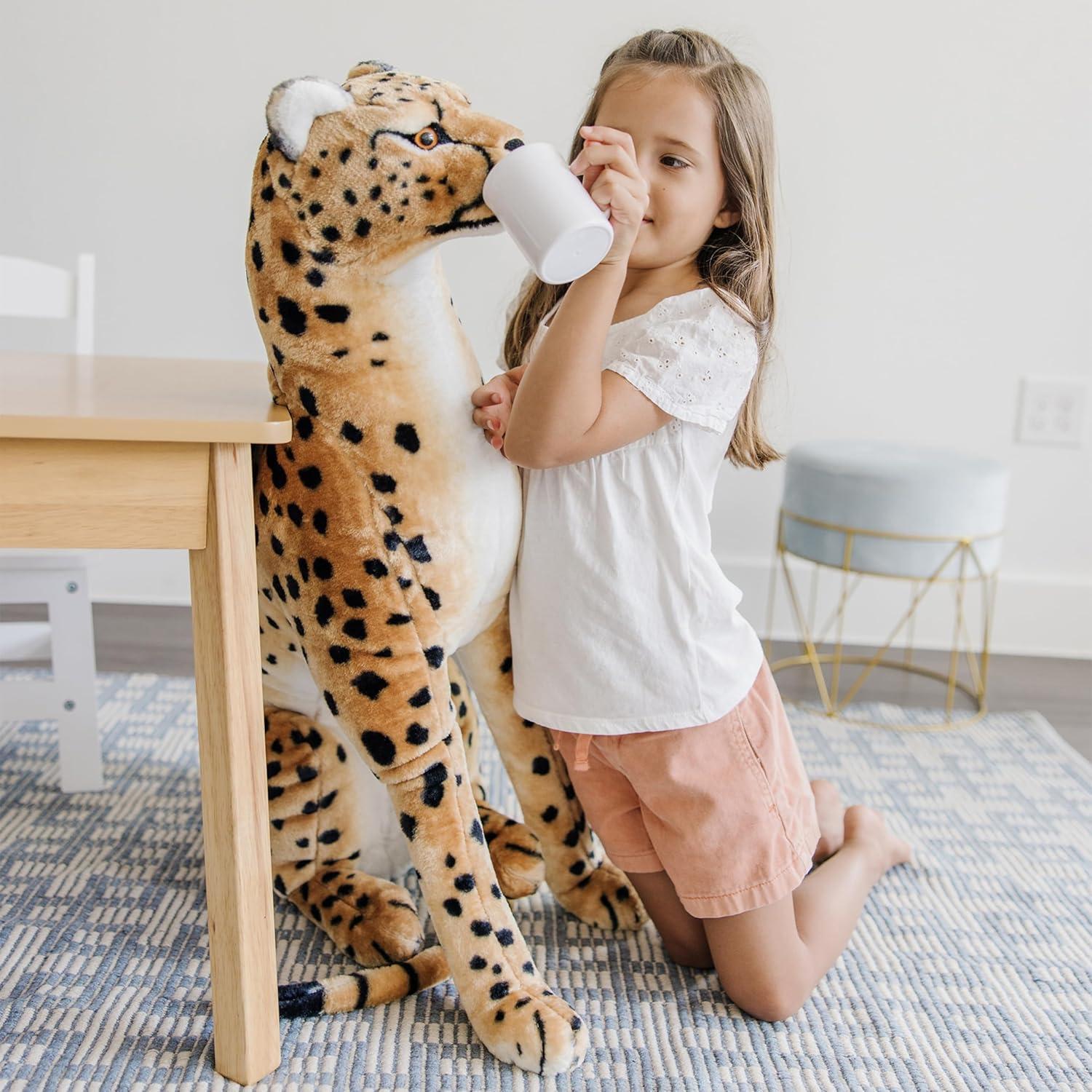 imageMelissa ampamp Doug Giant Cheetah  Lifelike Stuffed Animal Stands Nearly 3 Feet Tall