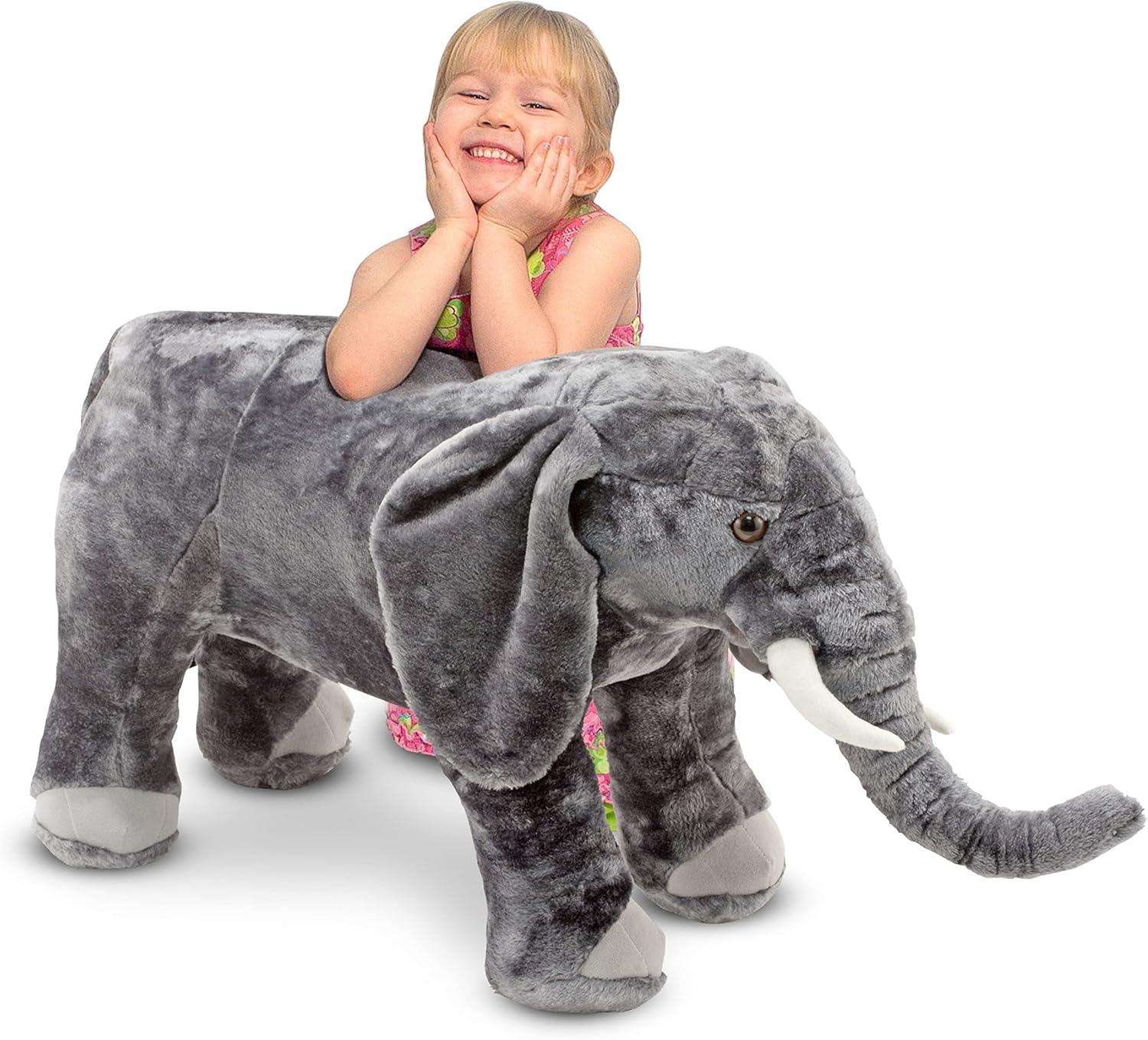 imageMelissa ampamp Doug Giant Elephant  Lifelike Stuffed Animal Over 3 feet LongElephant