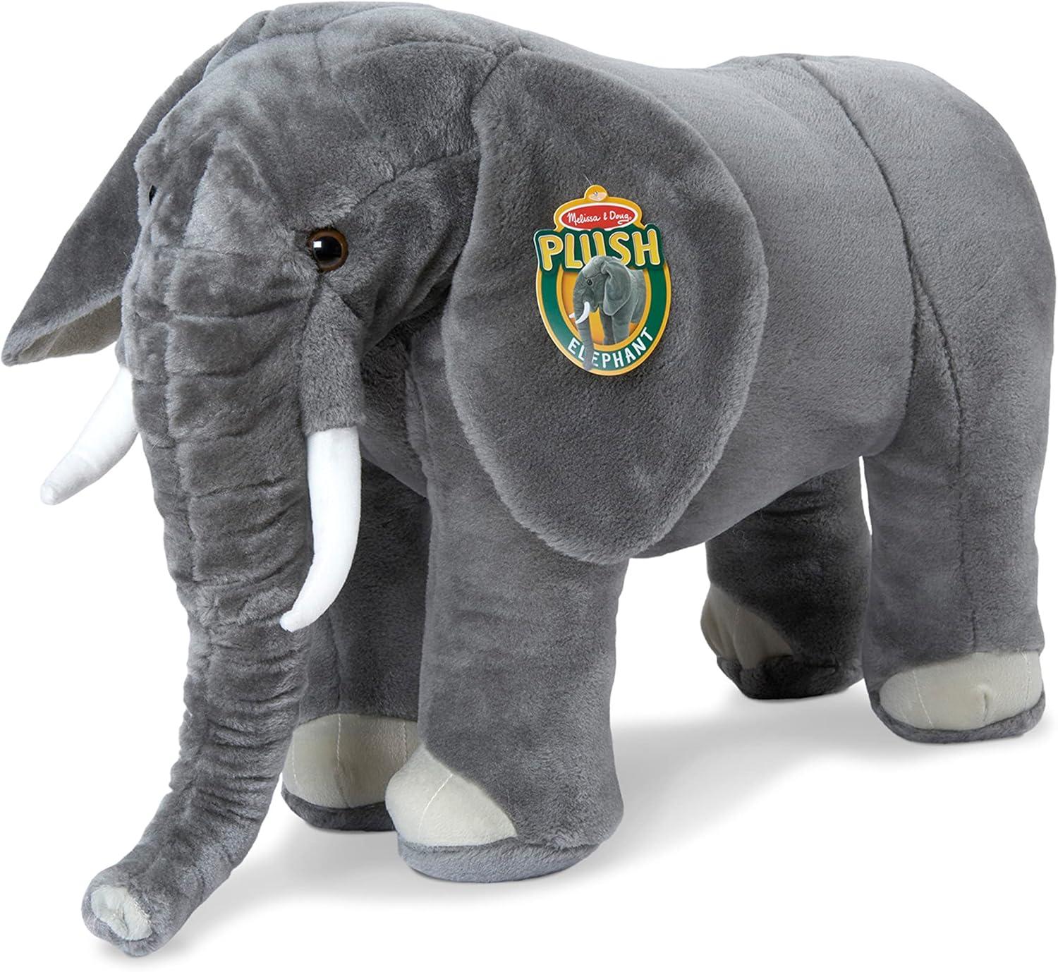 imageMelissa ampamp Doug Giant Elephant  Lifelike Stuffed Animal Over 3 feet LongElephant