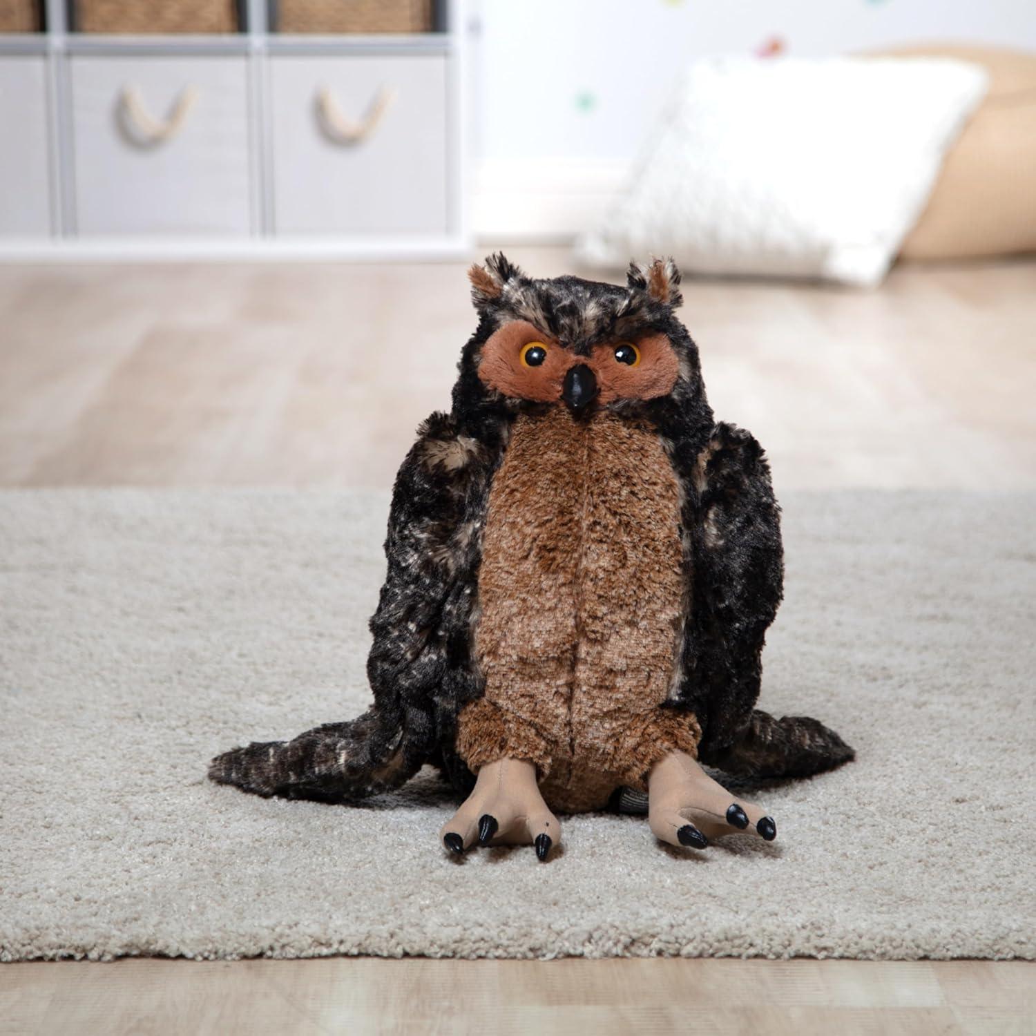 imageMelissa ampamp Doug Giant Owl  Lifelike Stuffed Animal 17 inches Tall Brown