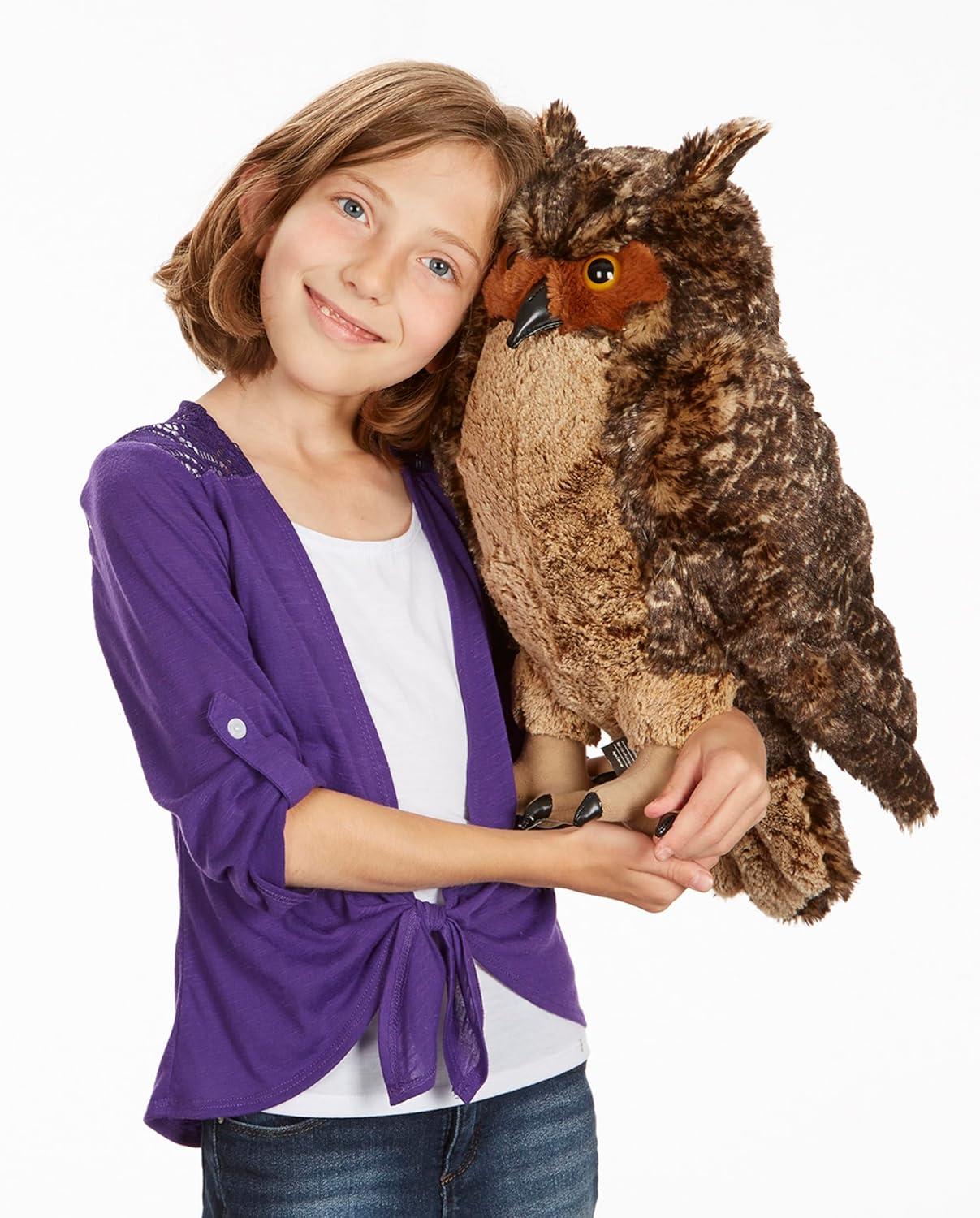 imageMelissa ampamp Doug Giant Owl  Lifelike Stuffed Animal 17 inches Tall Brown