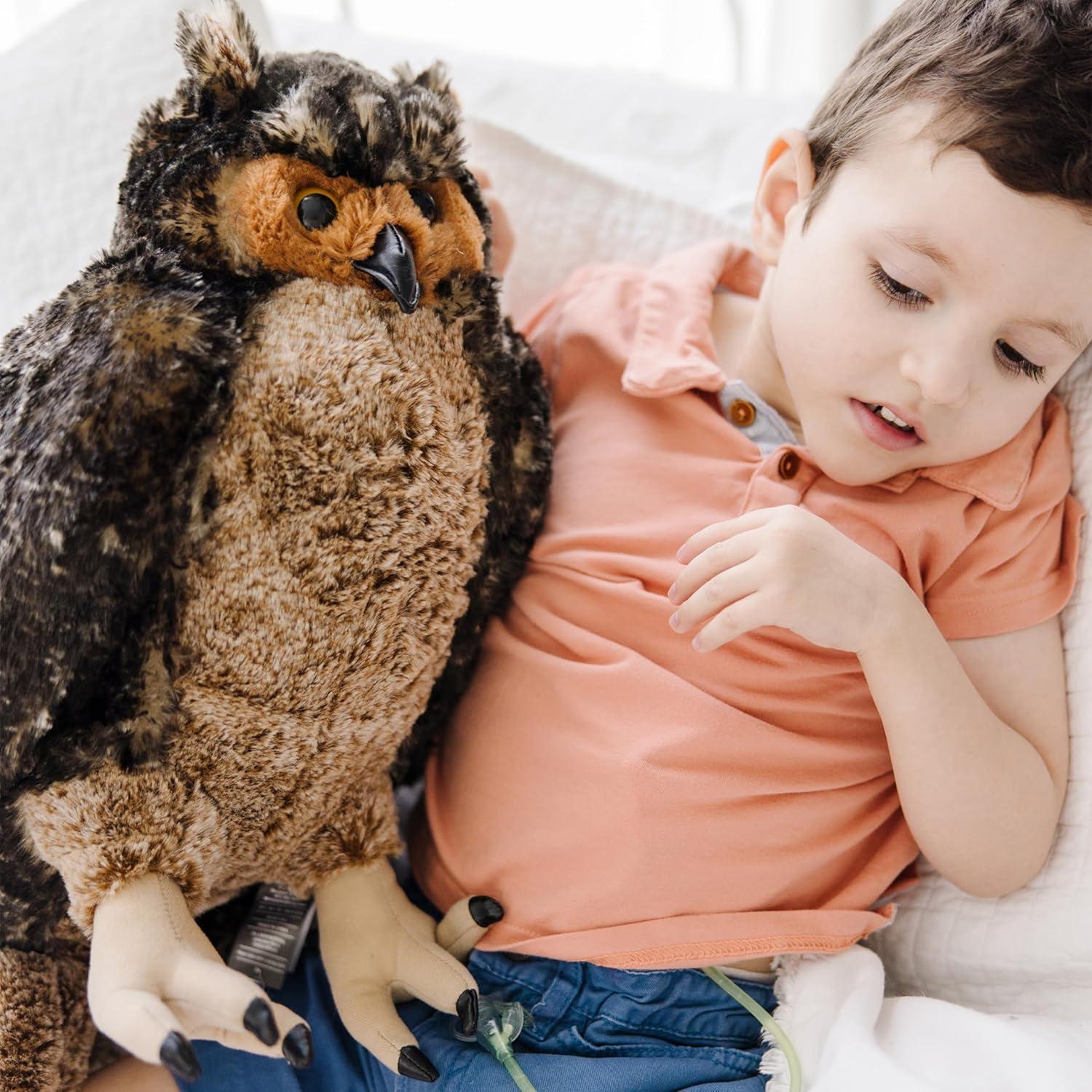 imageMelissa ampamp Doug Giant Owl  Lifelike Stuffed Animal 17 inches Tall Brown