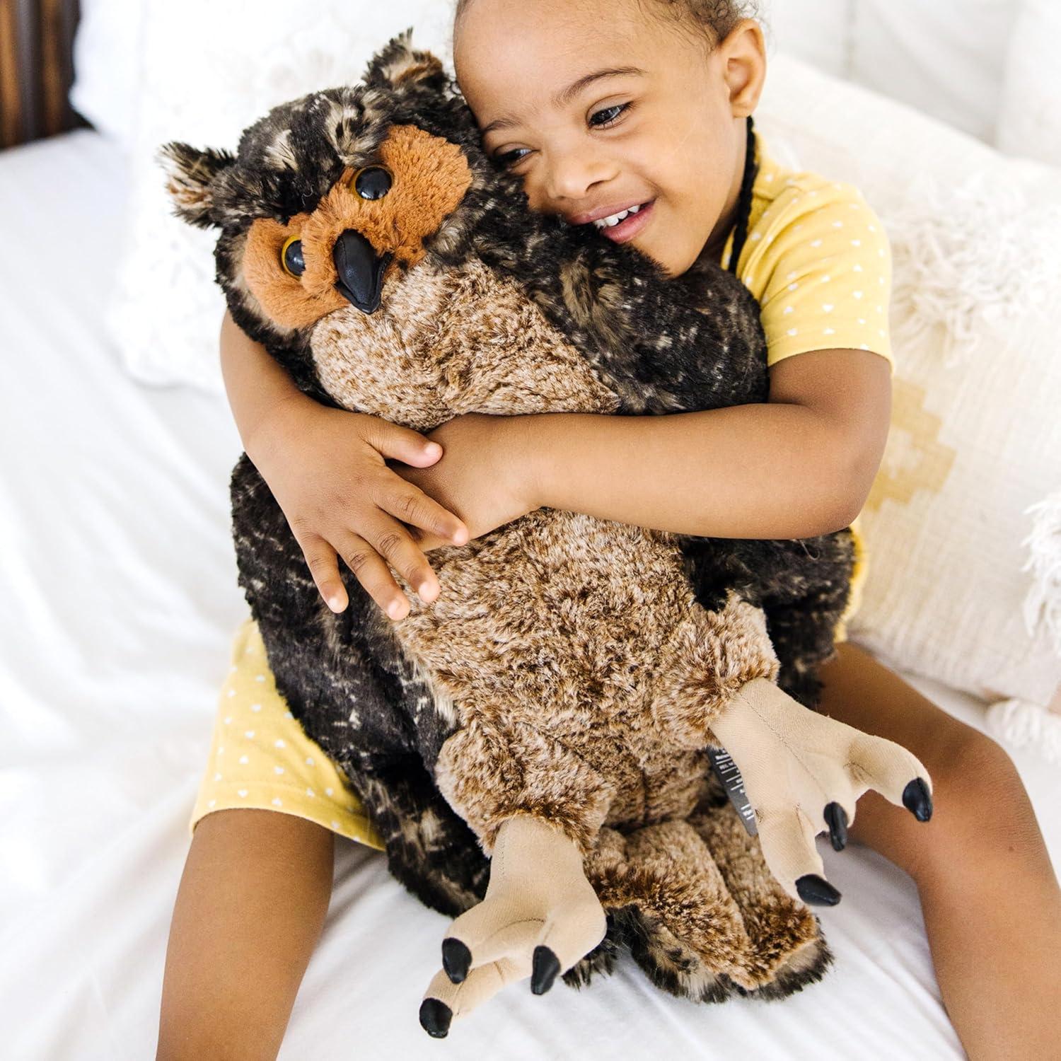 imageMelissa ampamp Doug Giant Owl  Lifelike Stuffed Animal 17 inches Tall Brown