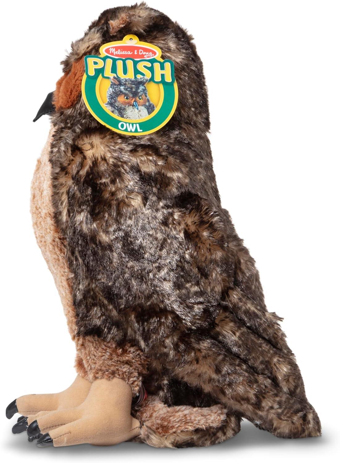 imageMelissa ampamp Doug Giant Owl  Lifelike Stuffed Animal 17 inches Tall Brown