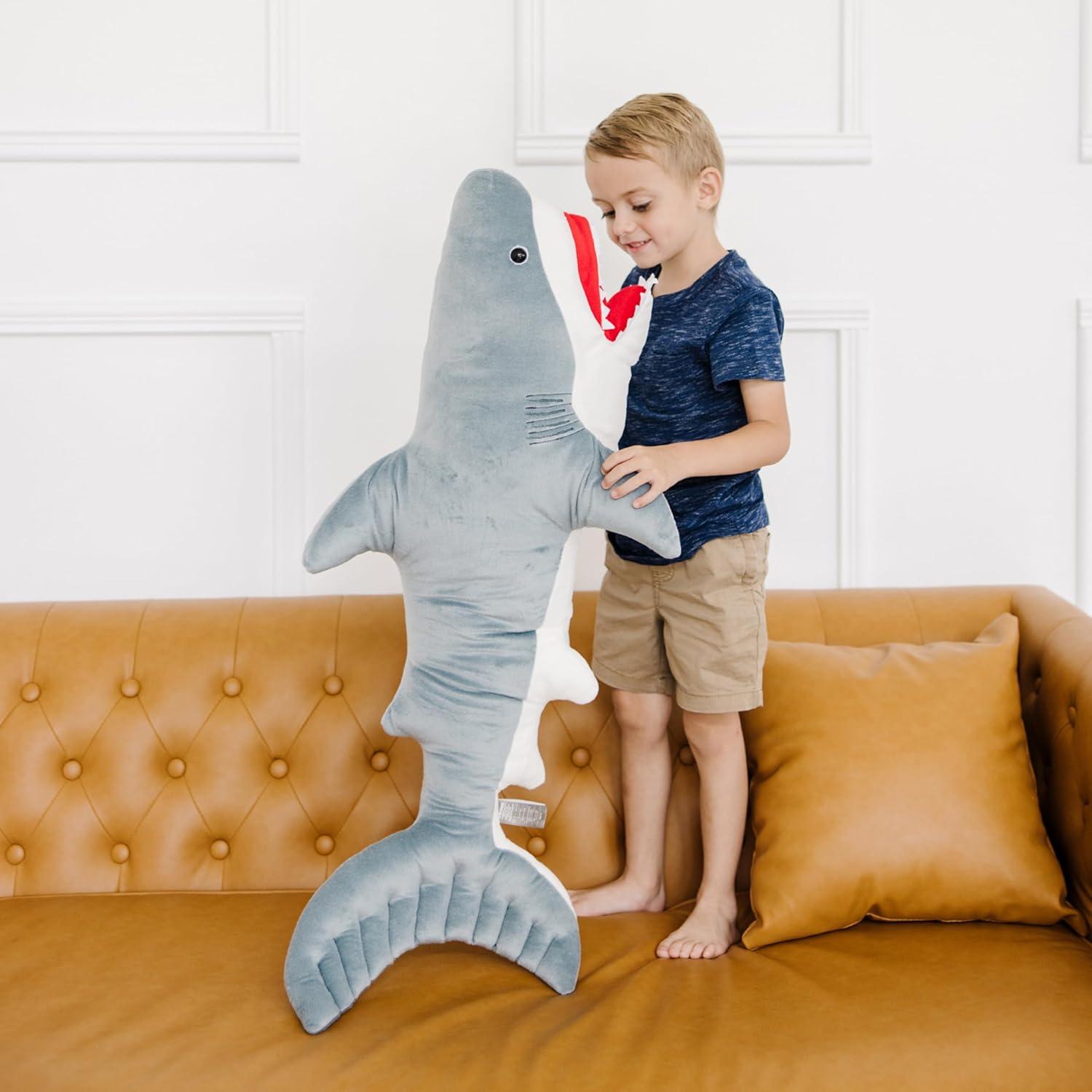 imageMelissa ampamp Doug Giant Shark  Lifelike Stuffed Animal Over 3 feet Long
