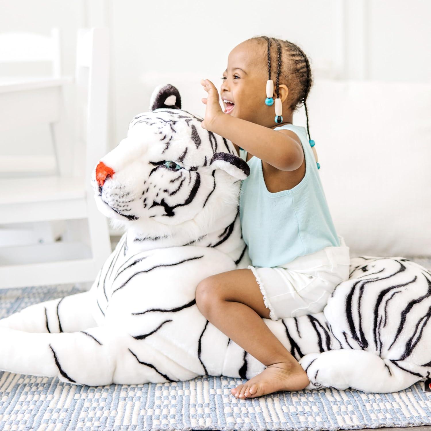 imageMelissa ampamp Doug Giant Siberian White Tiger  Lifelike Stuffed Animal Over 5 feet Long