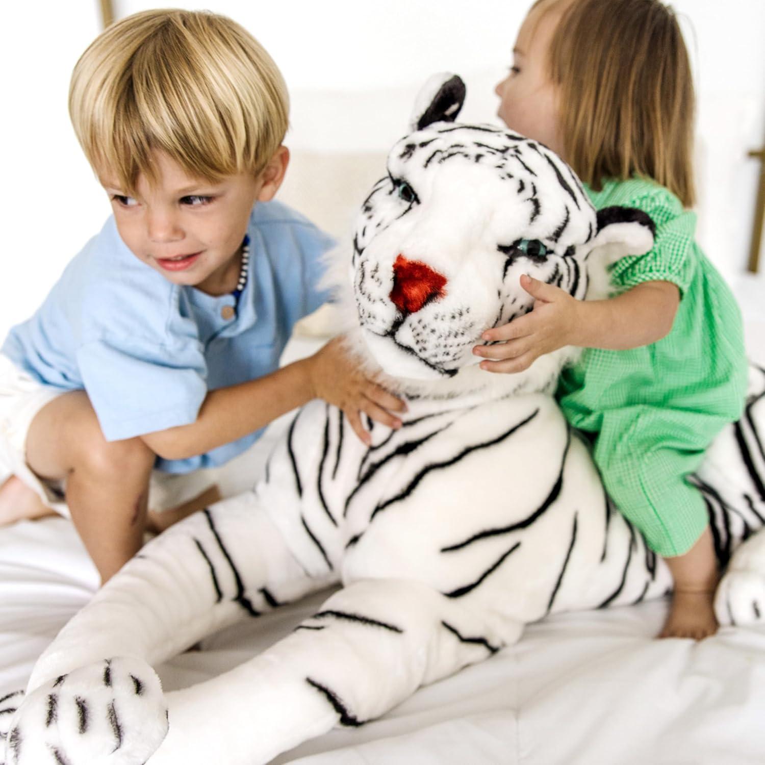 imageMelissa ampamp Doug Giant Siberian White Tiger  Lifelike Stuffed Animal Over 5 feet Long