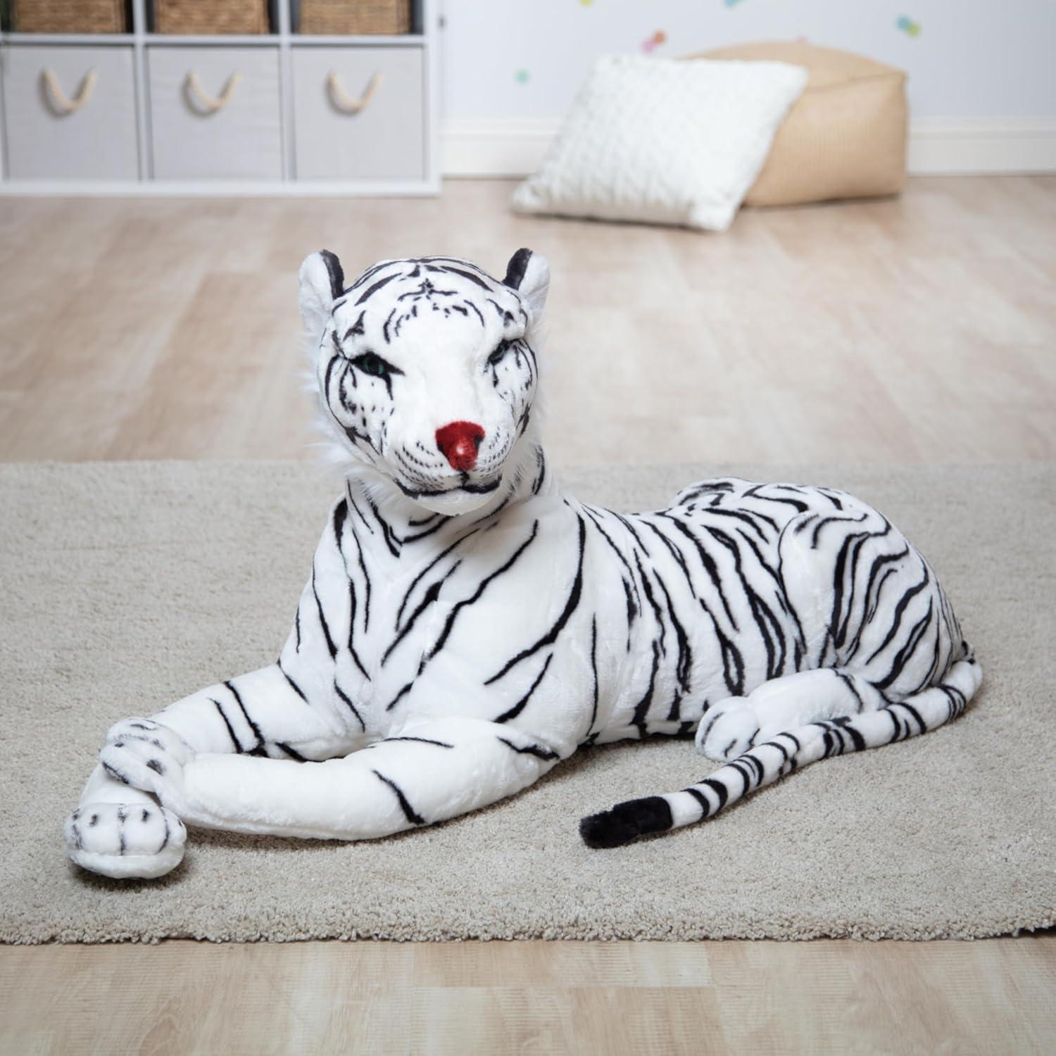 imageMelissa ampamp Doug Giant Siberian White Tiger  Lifelike Stuffed Animal Over 5 feet Long
