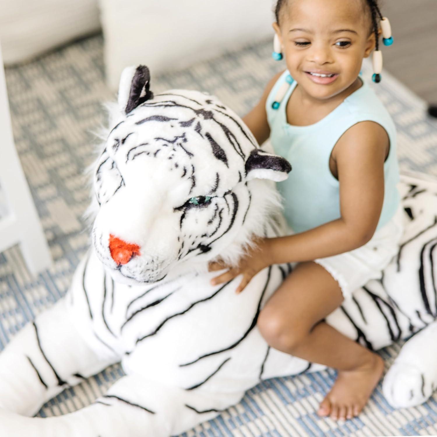 imageMelissa ampamp Doug Giant Siberian White Tiger  Lifelike Stuffed Animal Over 5 feet Long