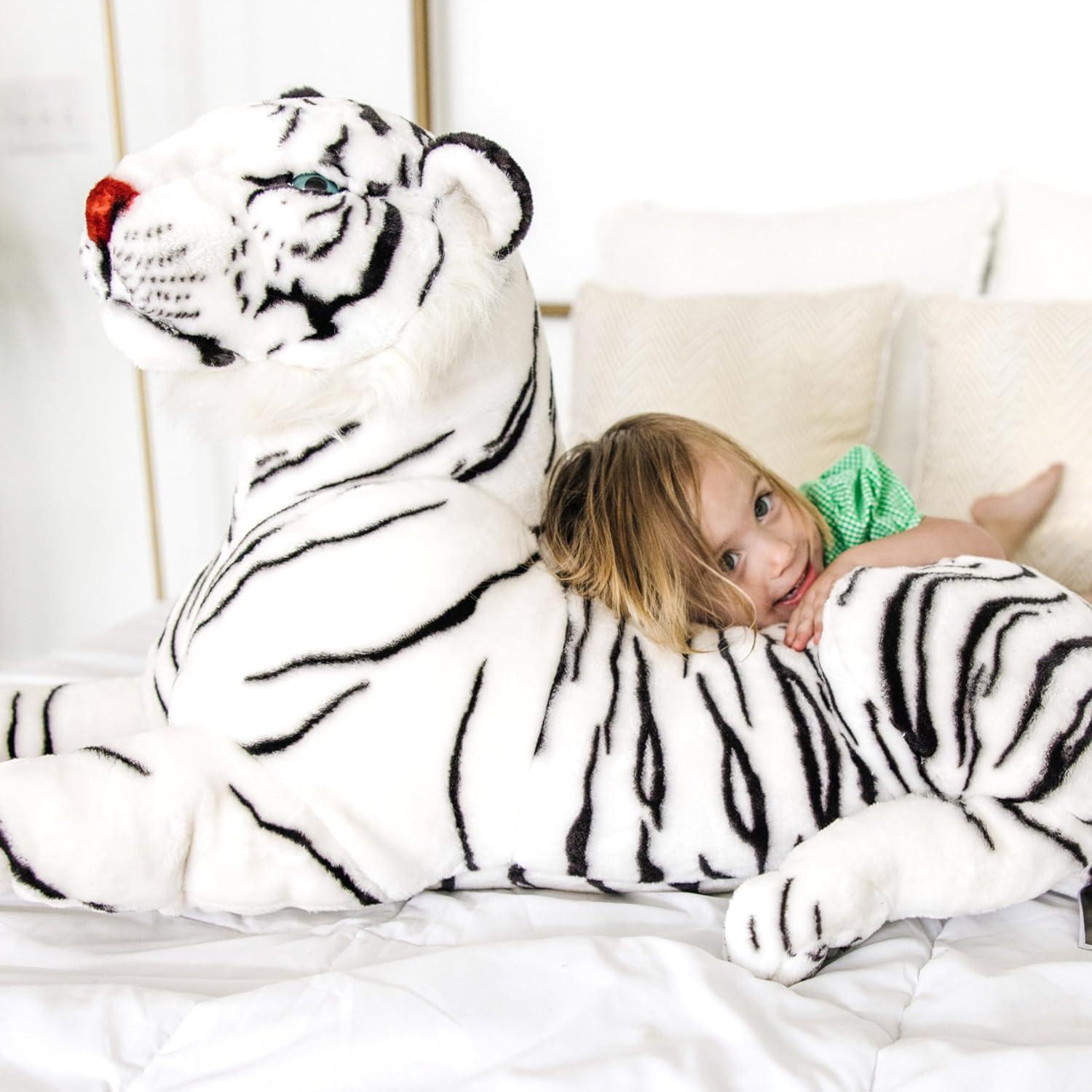 imageMelissa ampamp Doug Giant Siberian White Tiger  Lifelike Stuffed Animal Over 5 feet Long