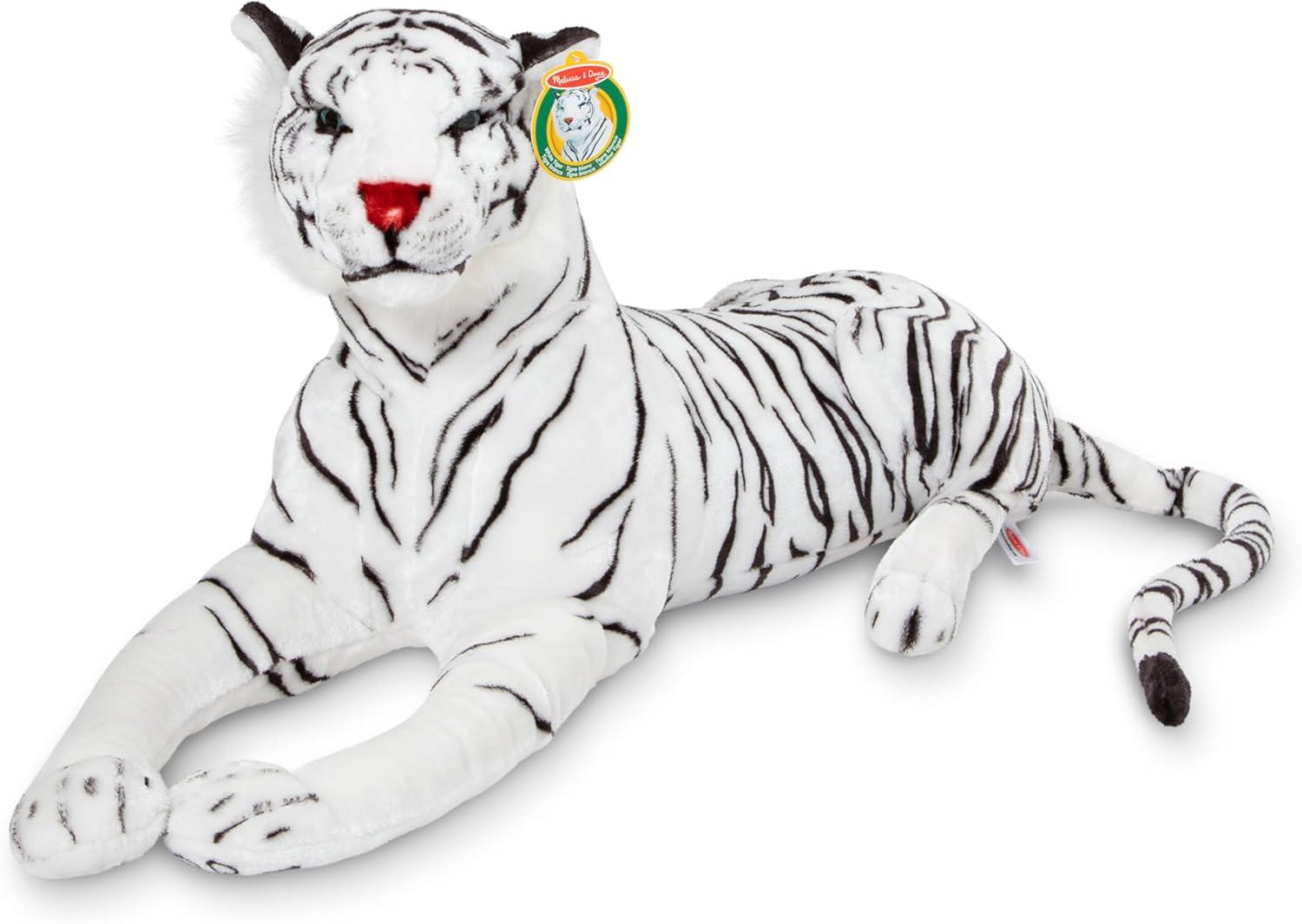 imageMelissa ampamp Doug Giant Siberian White Tiger  Lifelike Stuffed Animal Over 5 feet Long