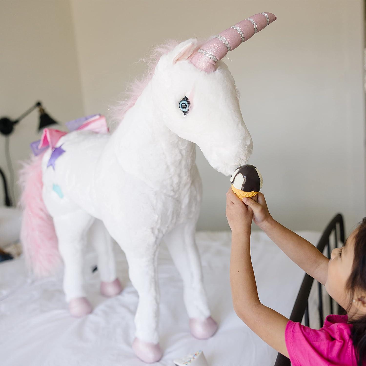 imageMelissa ampamp Doug Giant Unicorn  Lifelike Stuffed Animal Over 2 feet Tall