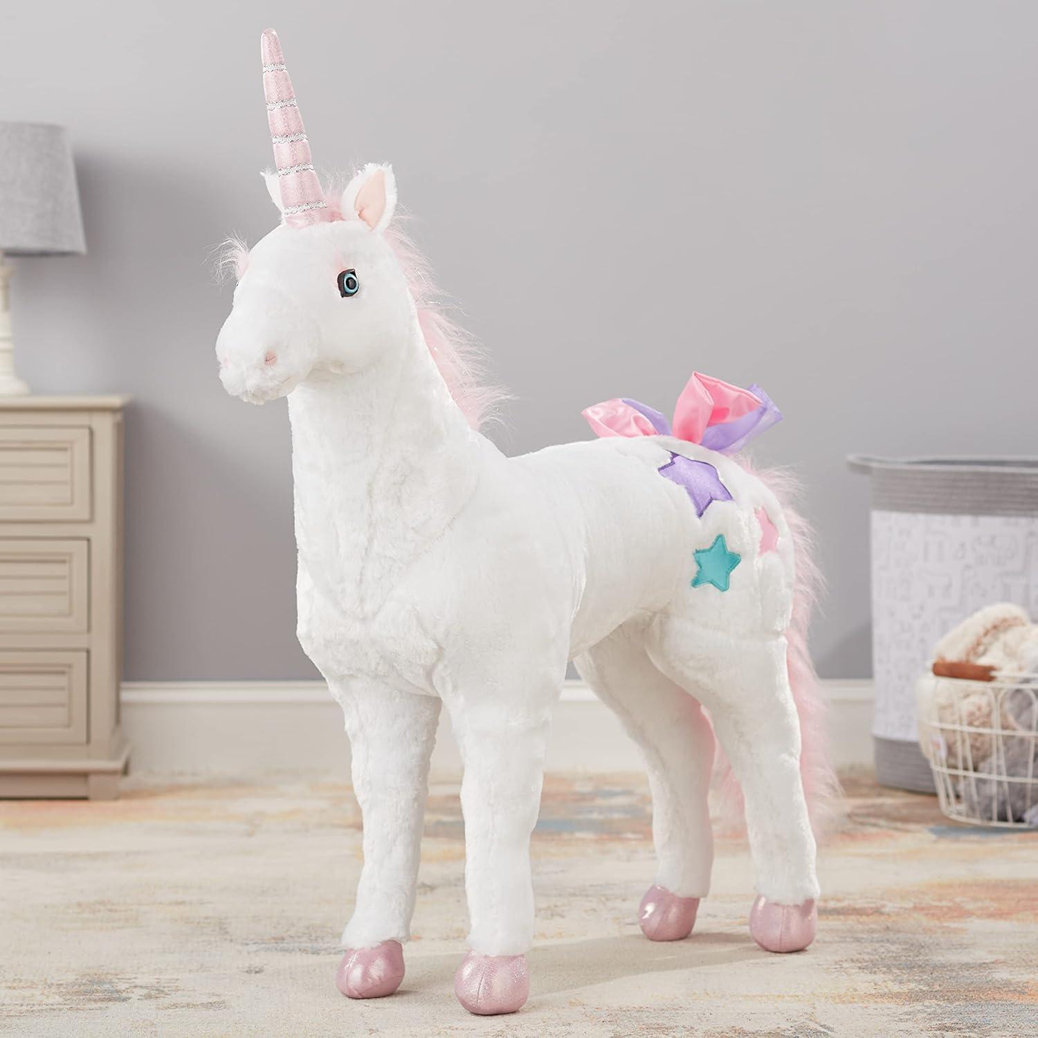 imageMelissa ampamp Doug Giant Unicorn  Lifelike Stuffed Animal Over 2 feet Tall