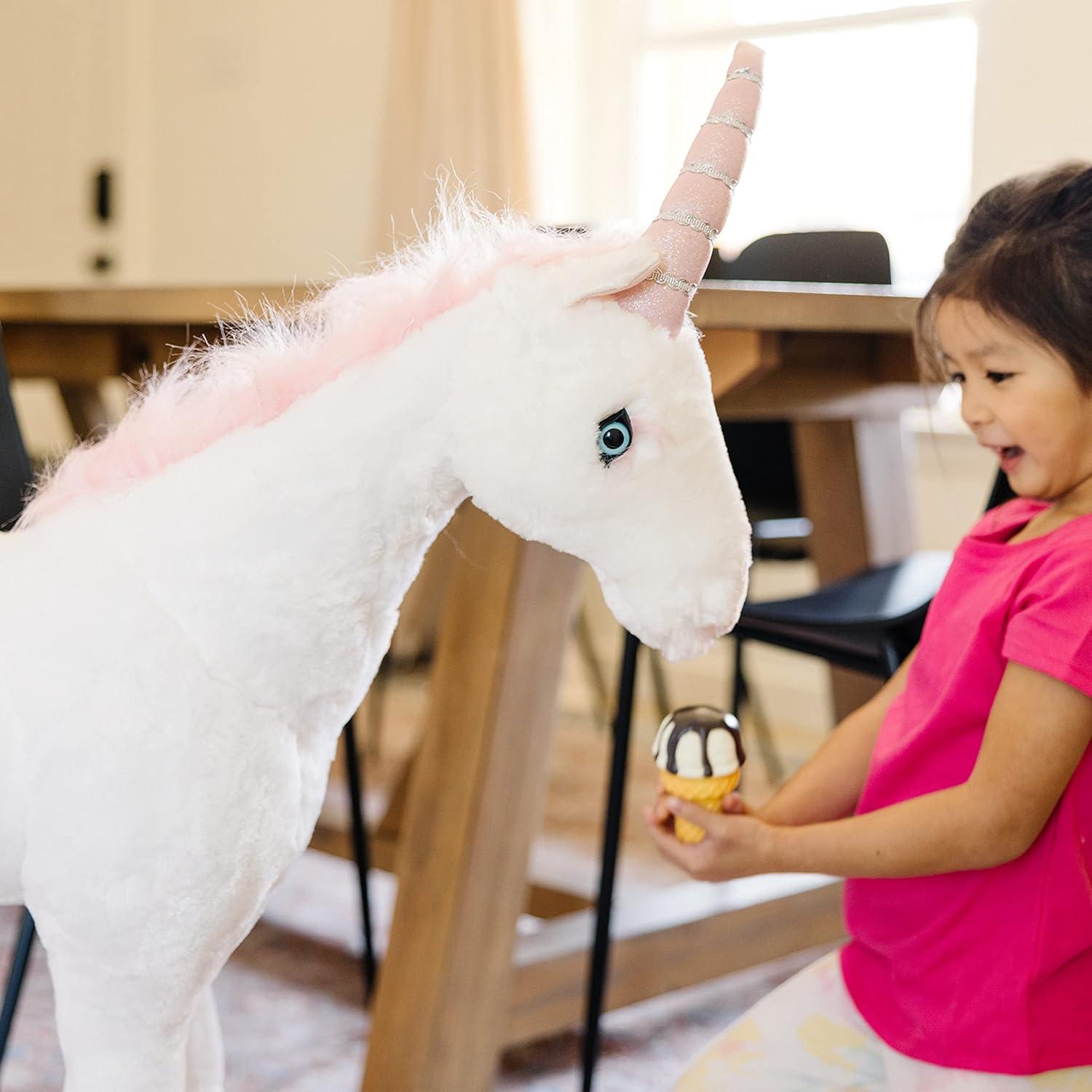 imageMelissa ampamp Doug Giant Unicorn  Lifelike Stuffed Animal Over 2 feet Tall